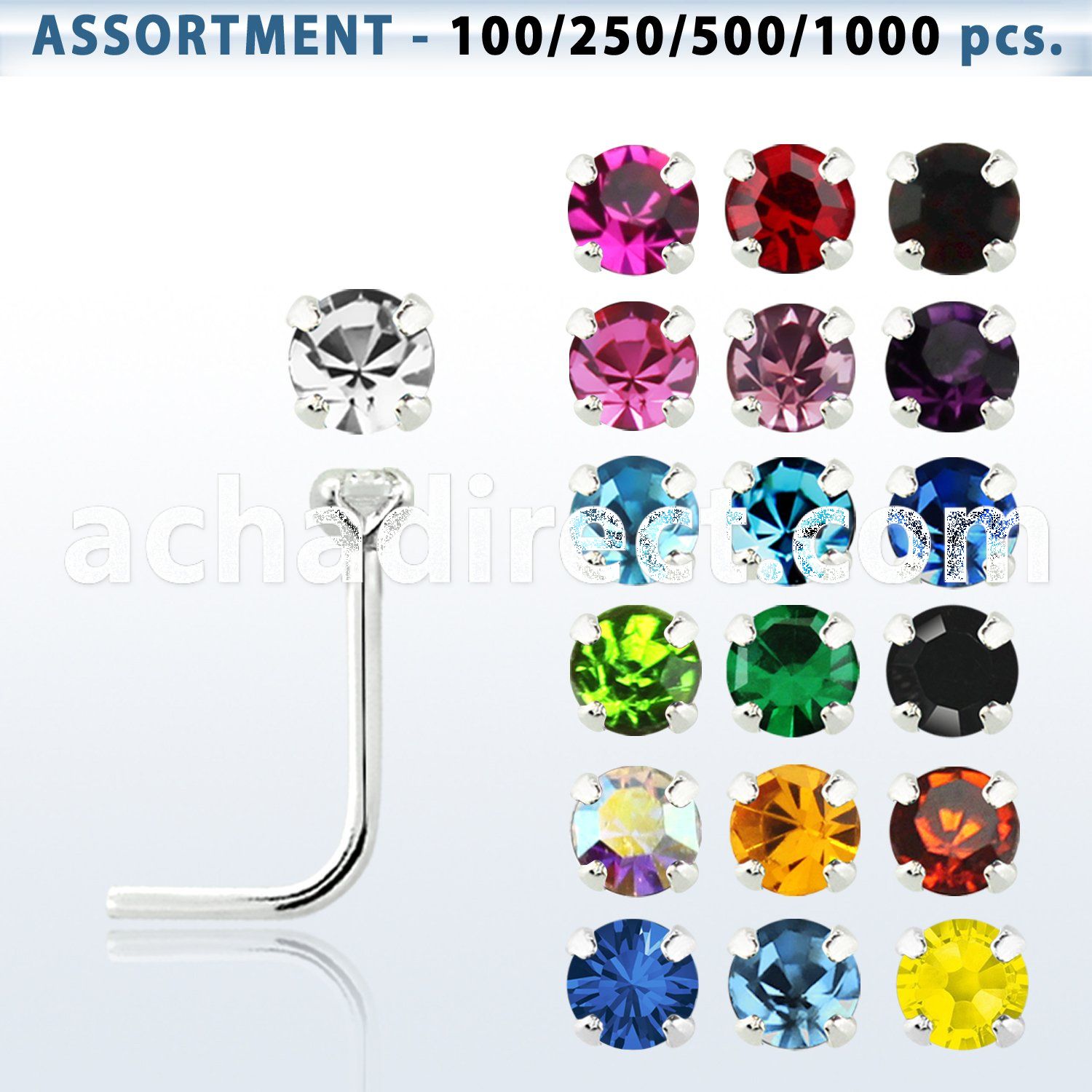 blk495 sterling silver nose stud with 1 4mm prong crystal