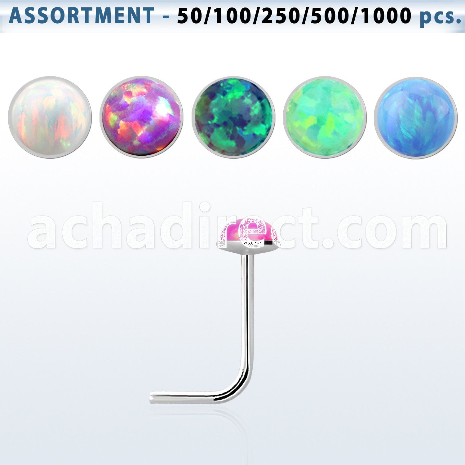 blk566 sterling silver nose stud piercing bulk w 2mm opal glued