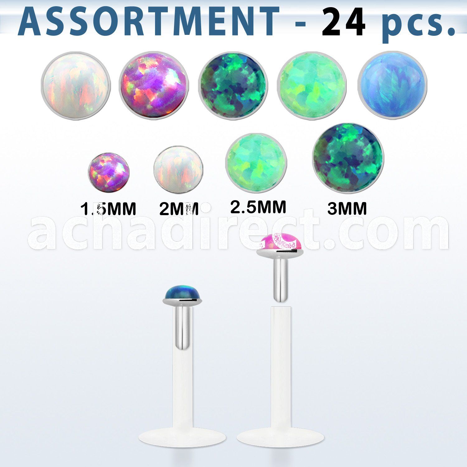 blk579 bulk of bio flex labrets w synthetic opal tops