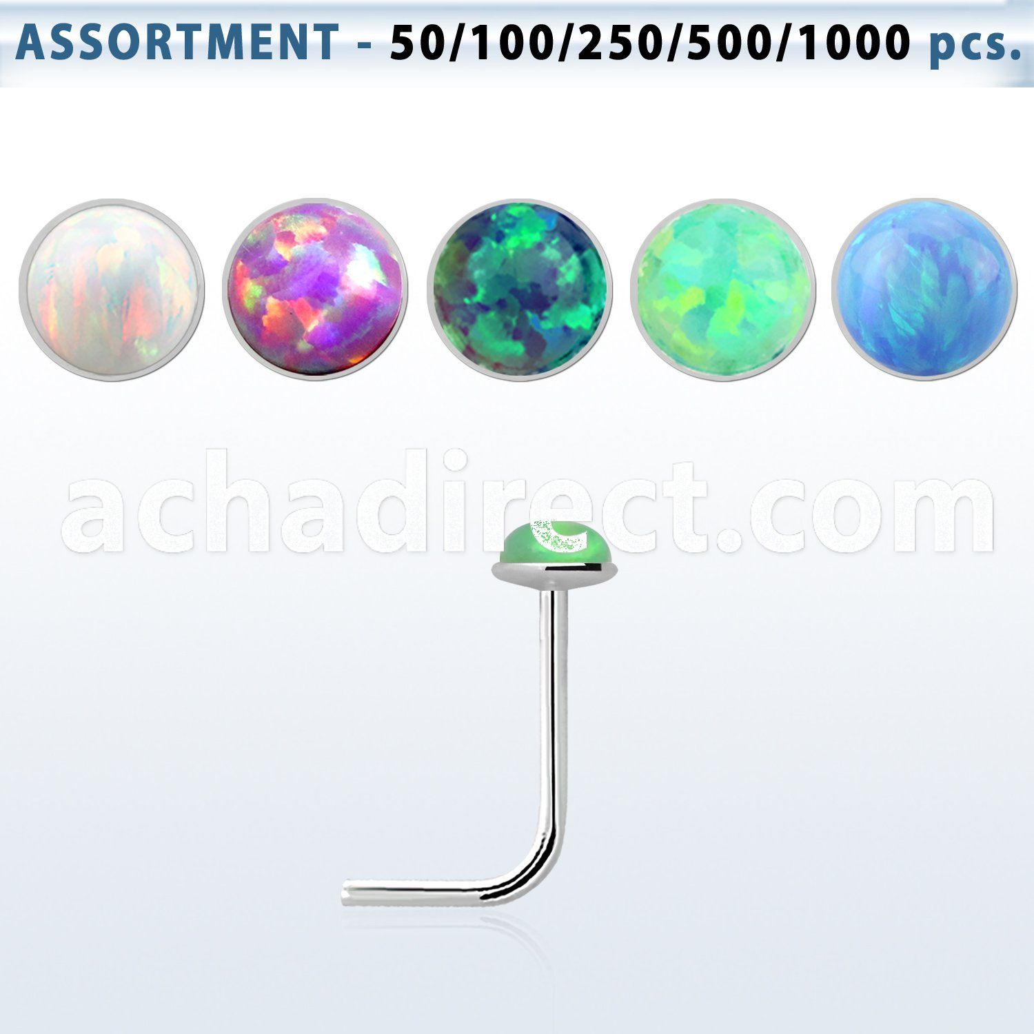 blk596 bulk of silver nose studs w 1.5mm round synthetic opals