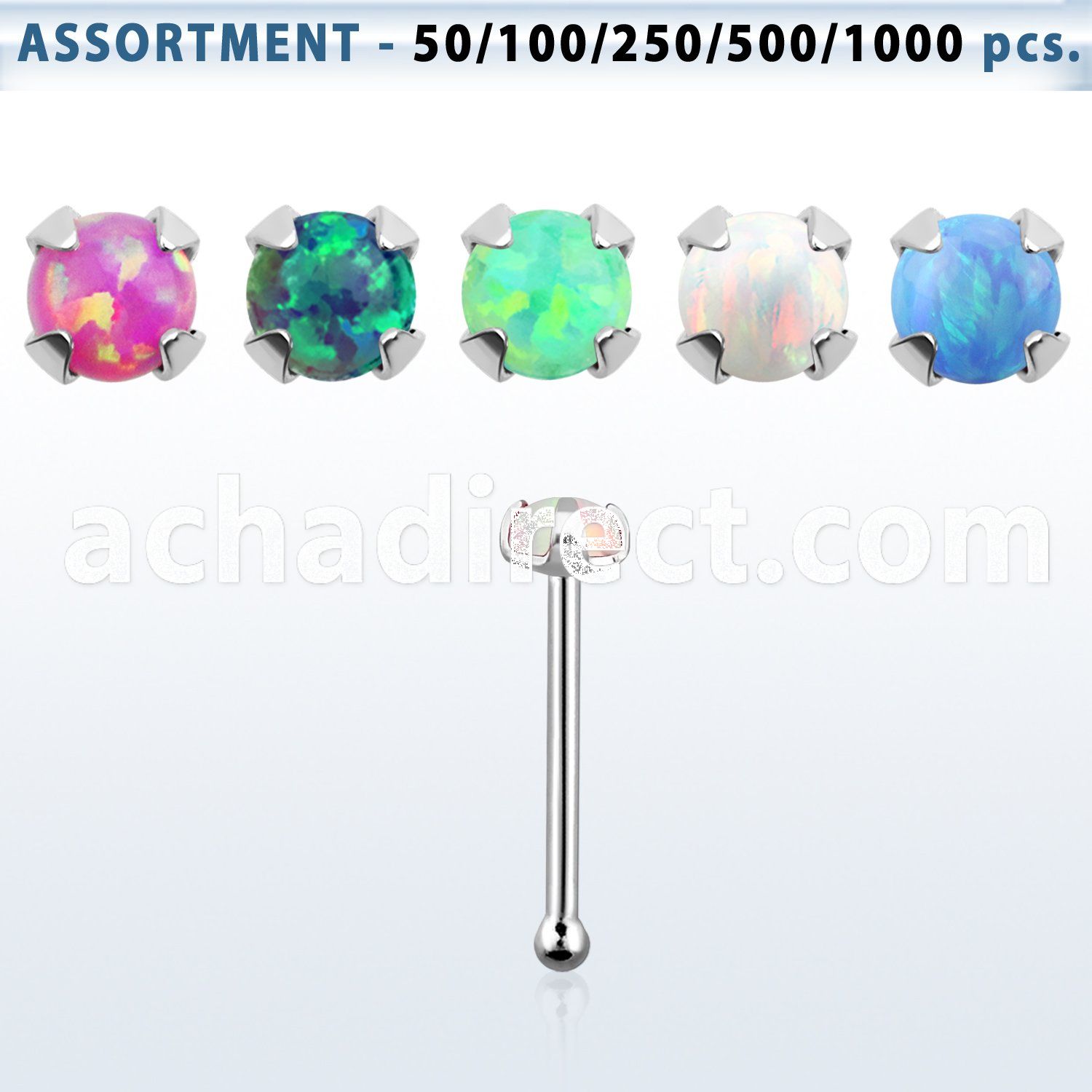 blk598 bulk of silver nose bones w prong set 1.5 synthetic opal