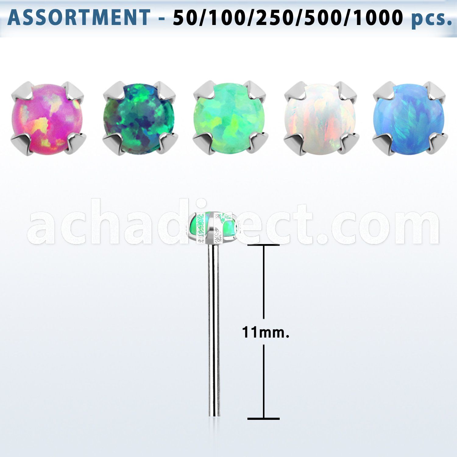 blk600 bulk silver bend it nose stud w prong set synthetic opal