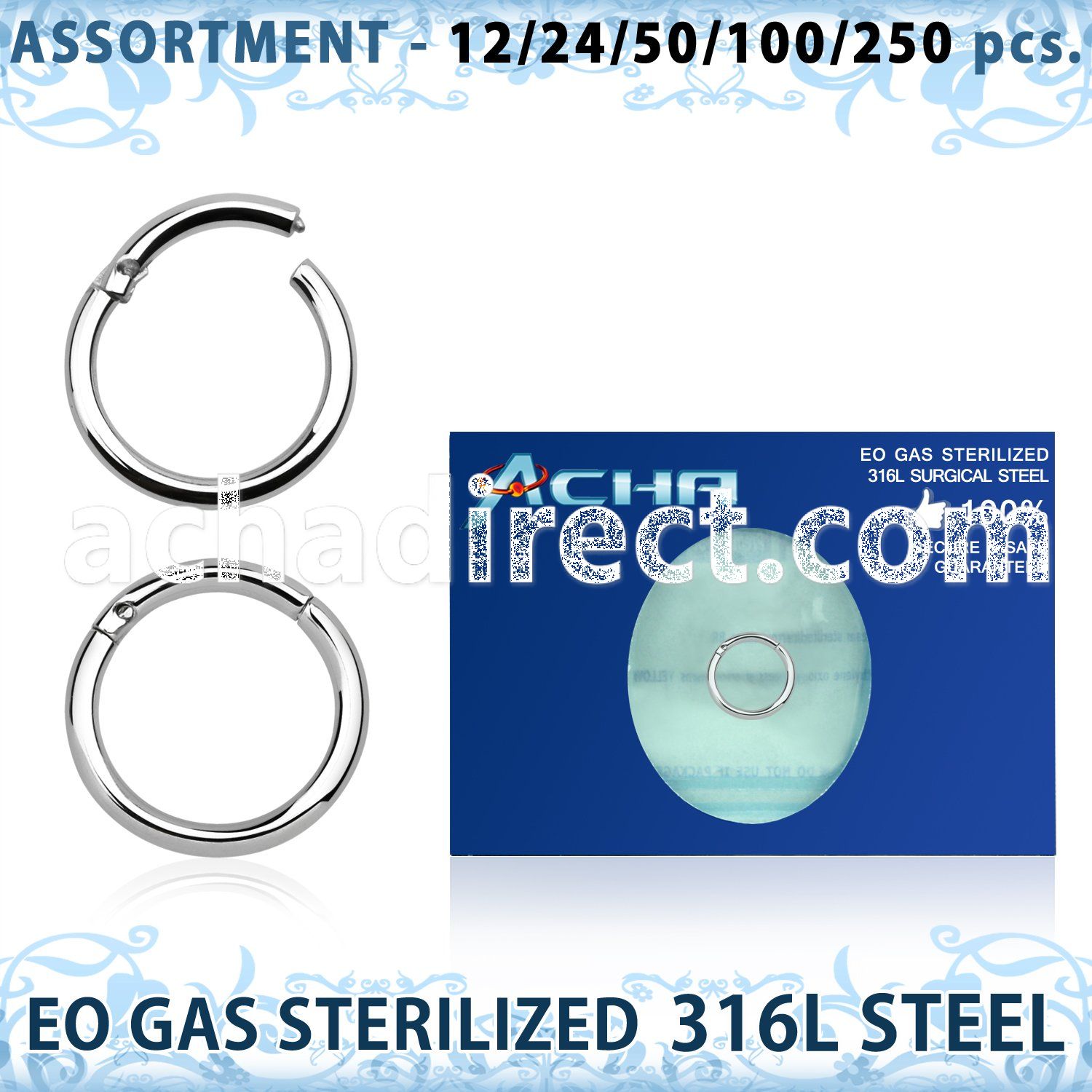 blk675 eo gas sterilized 316l steel hinged segment ring
