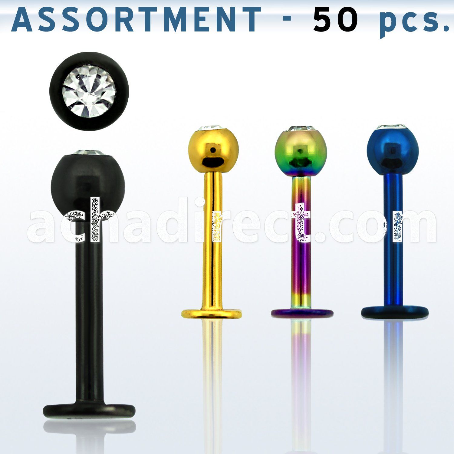 blk75 bulk of anodized 316l steel labret with 3mm bezel ball
