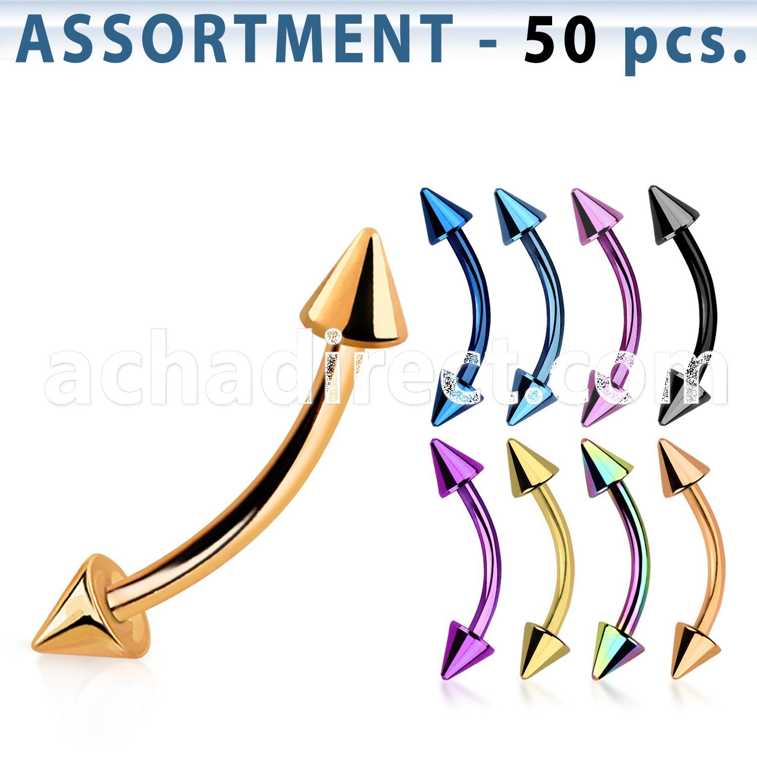 blk79 bulk of premium pvd 316l steel eyebrow banana w 3mm cone