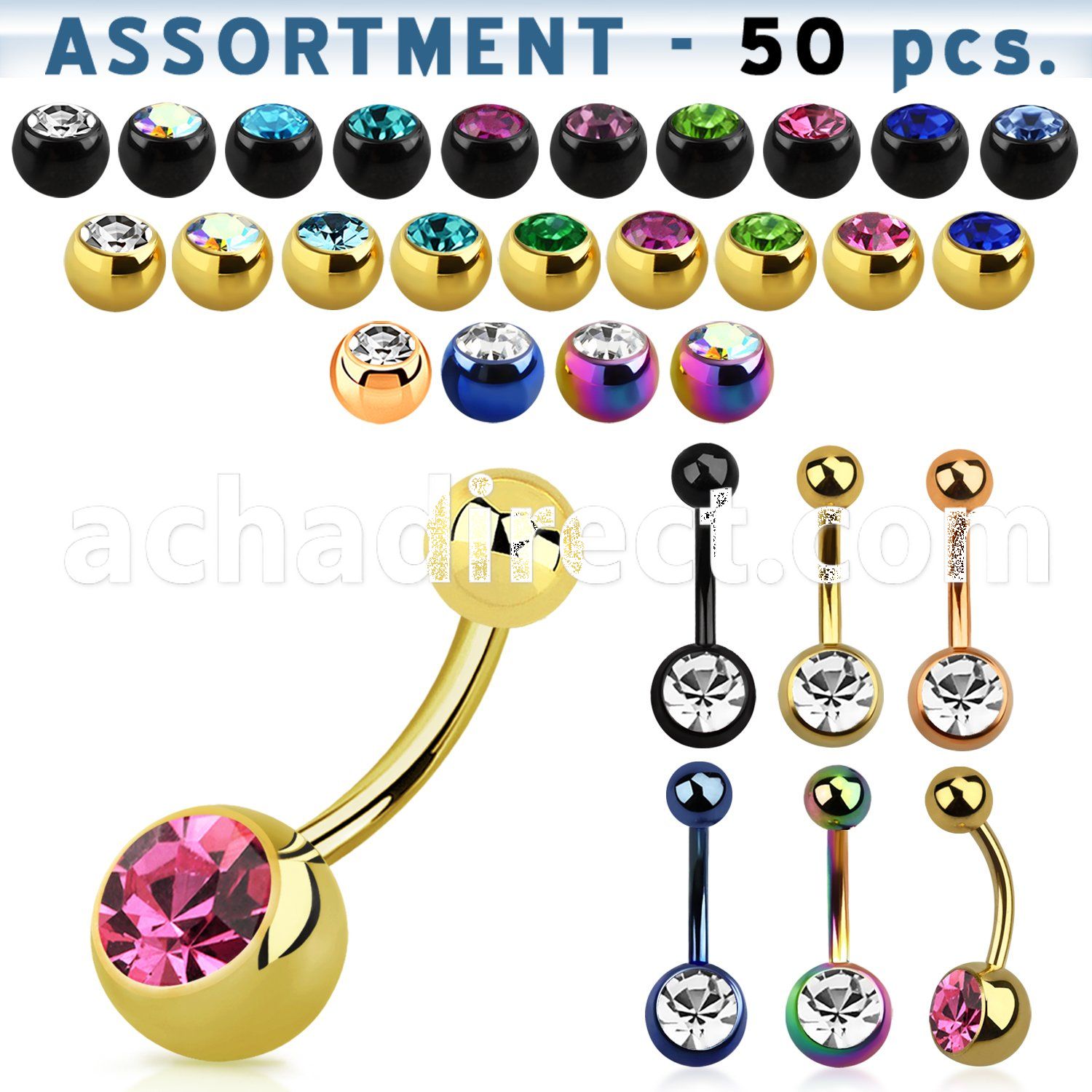 blk80b pvd plated 316l steel belly banana w jewel steel ball