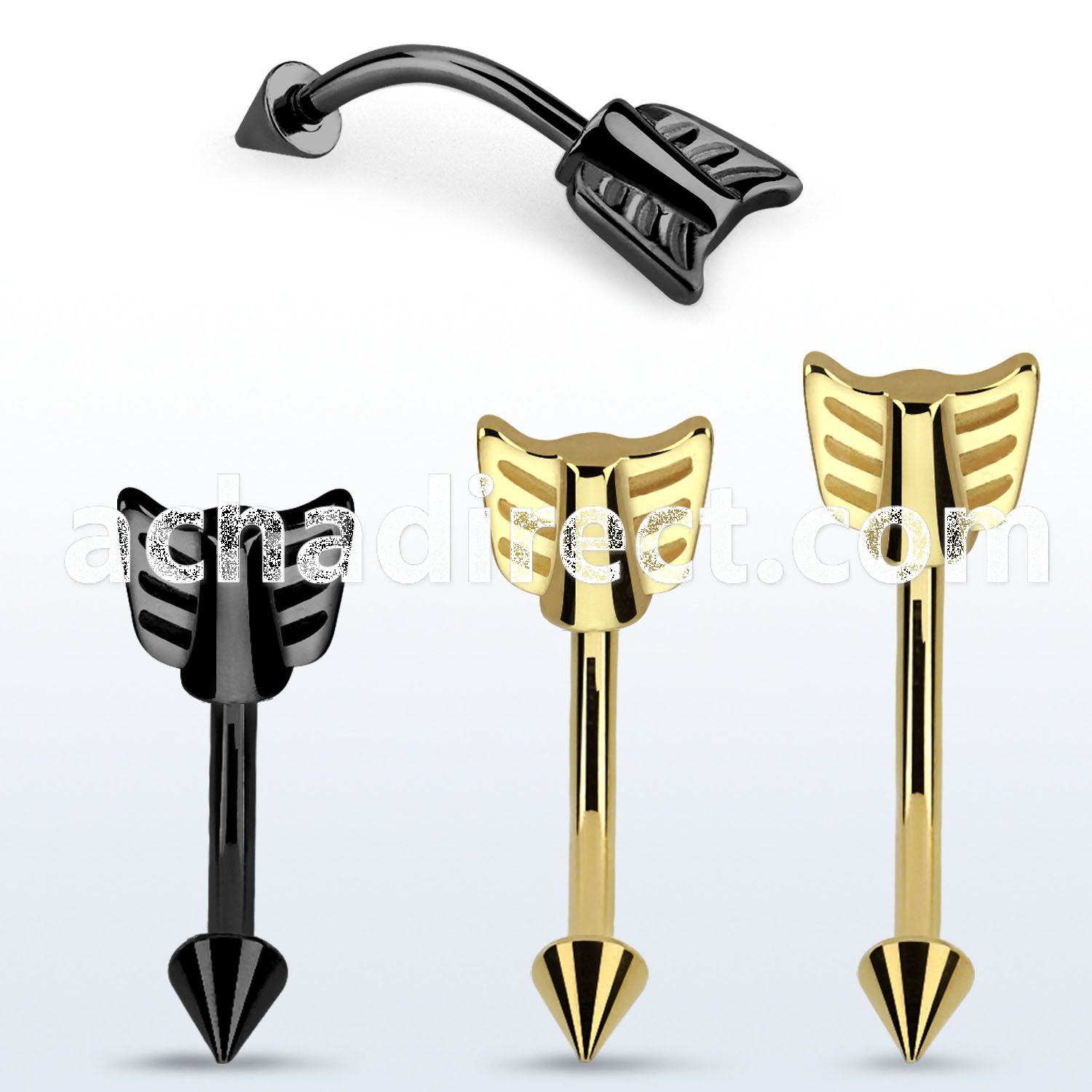 bn14taw pvd plated steel belly banana w cone steel arrow end