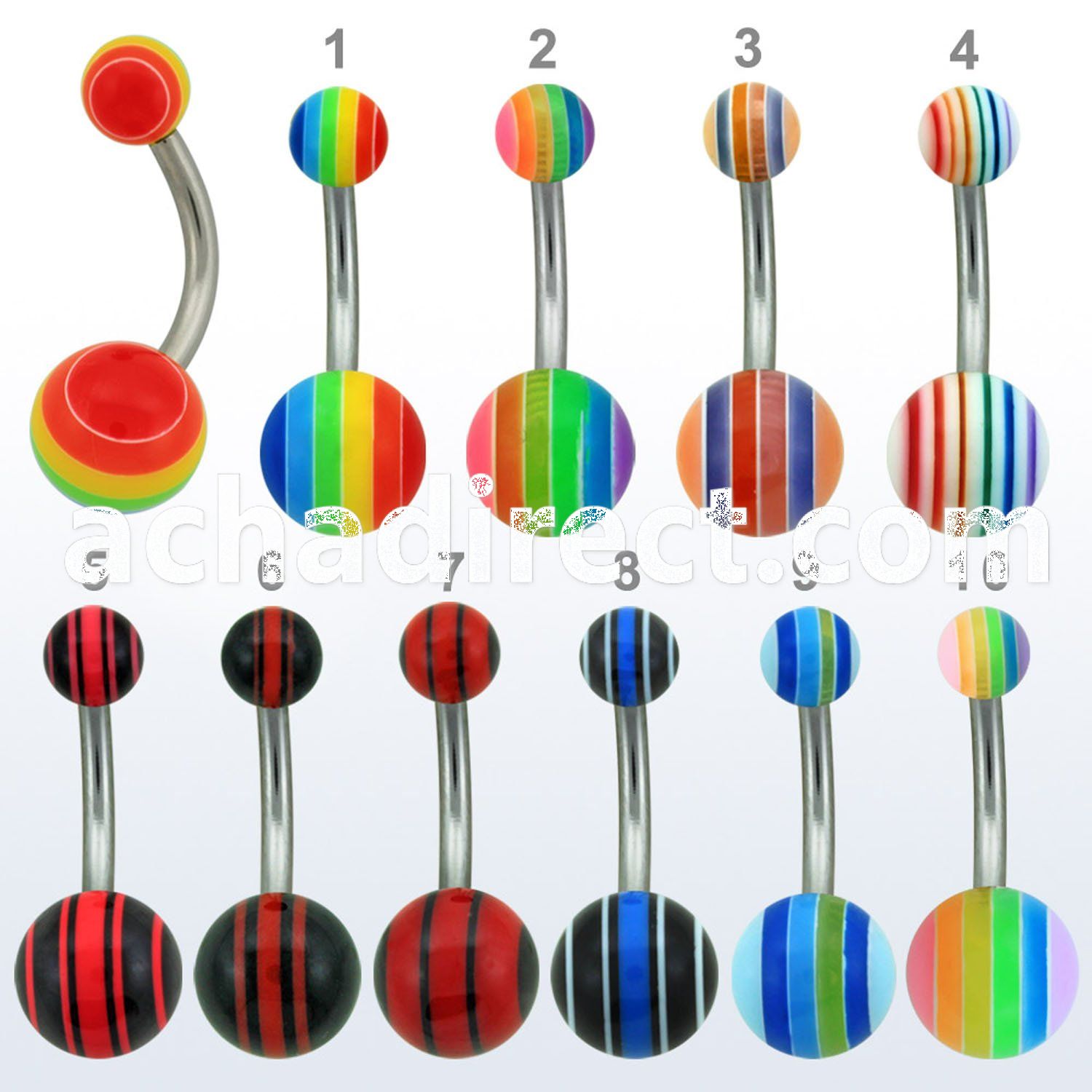 bnbd 316l steel belly banana with 5 8mm acrylic bead ball