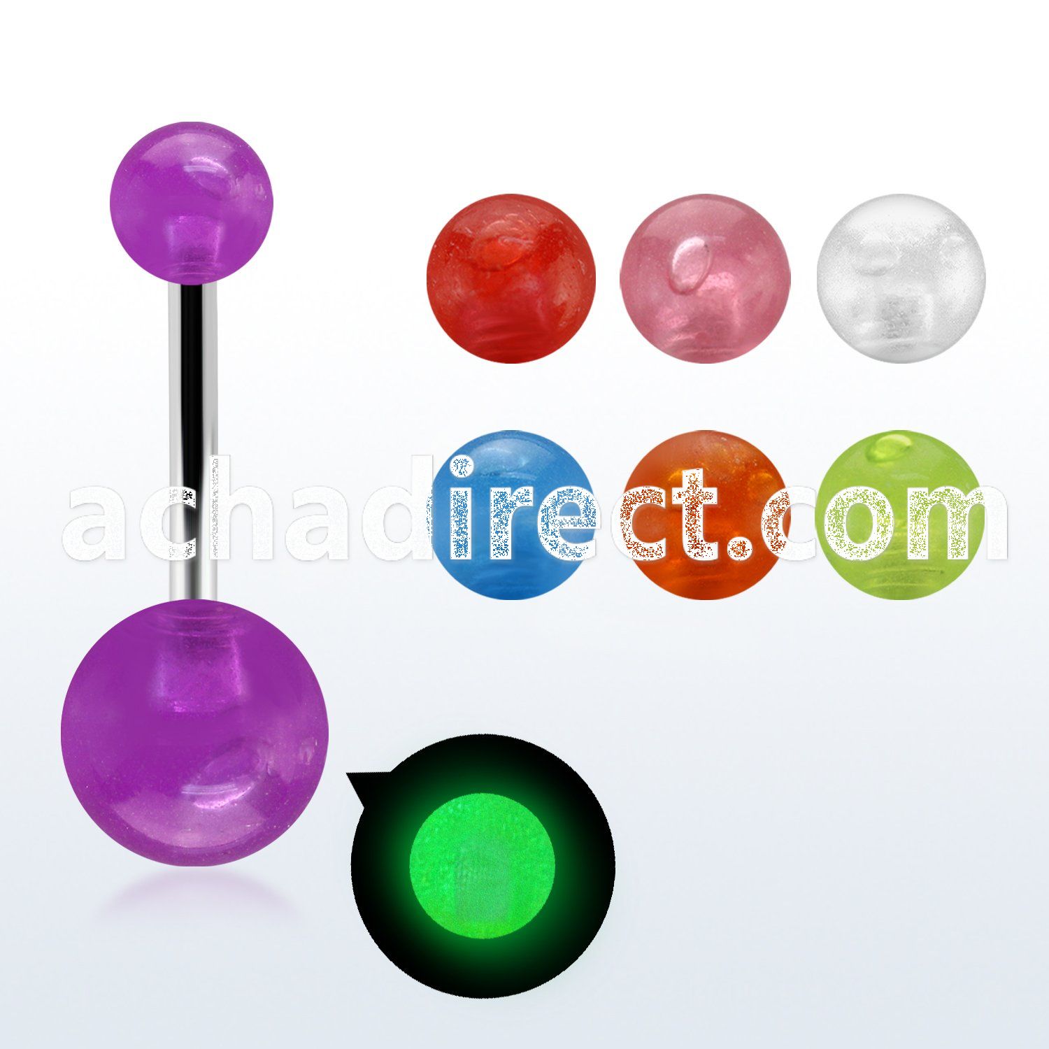 bnbgl 316l steel belly banana with acrylic glow bubble ball