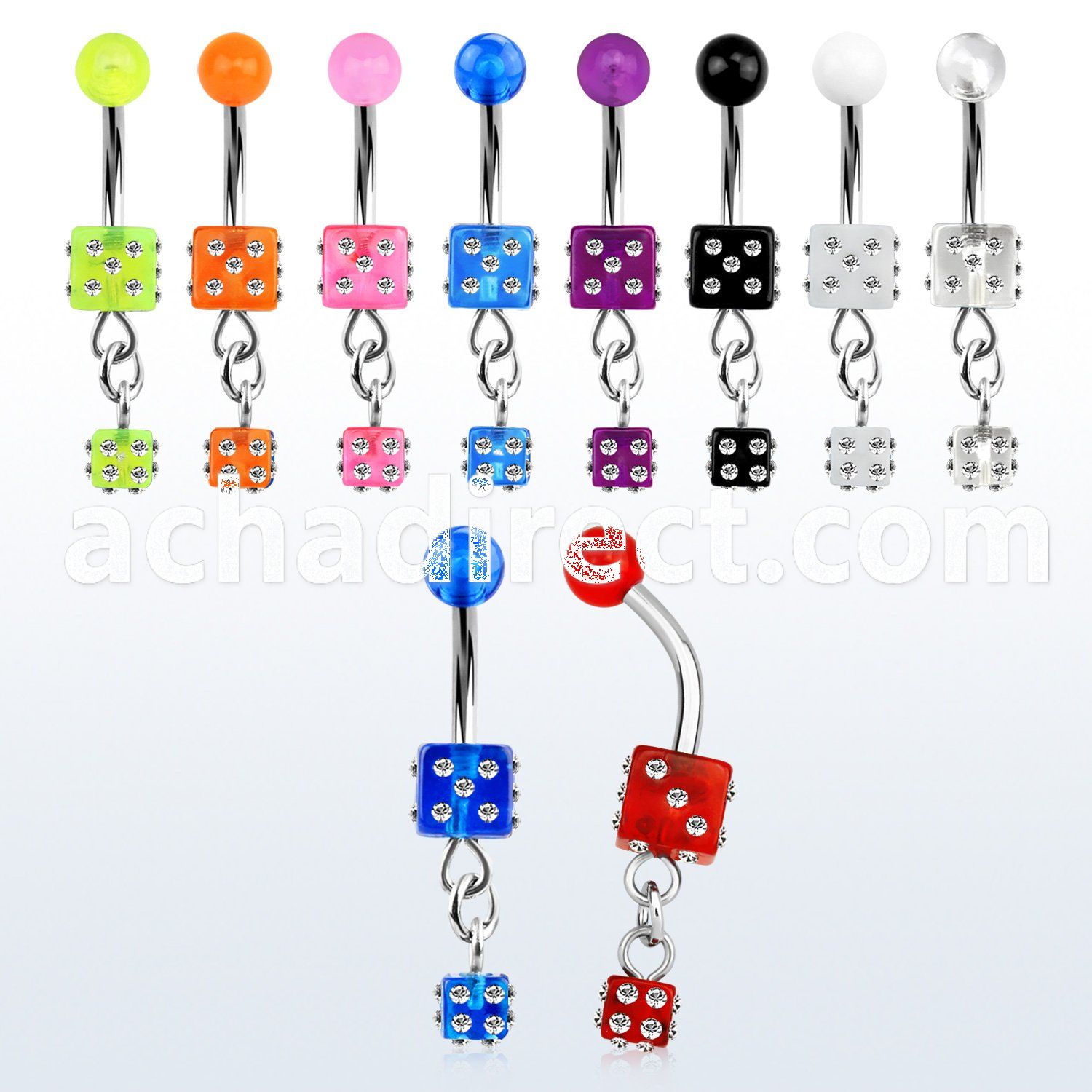 bndidc 316l steel belly banana w acrylic uv dices w crystal