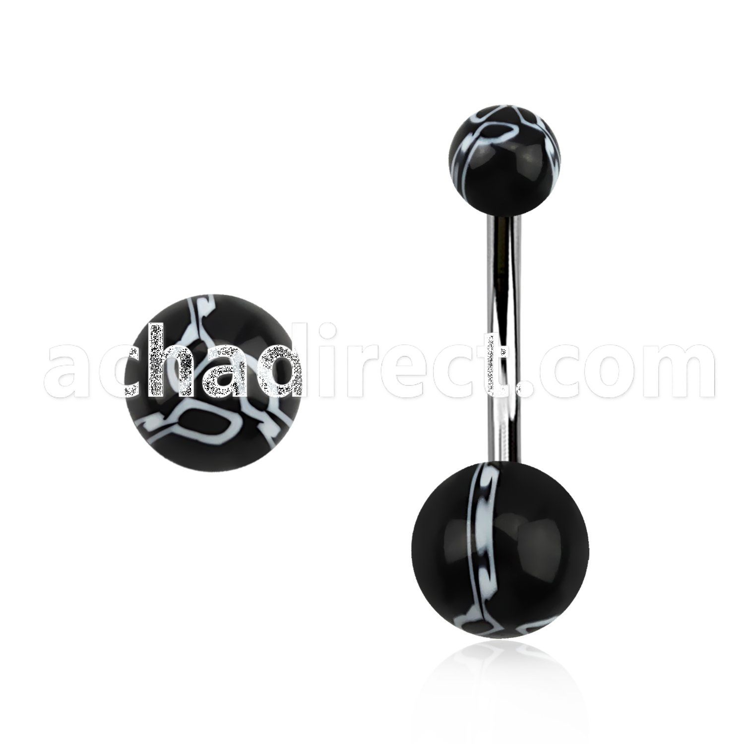 bndxx steel belly banana w black white acrylic flower balls