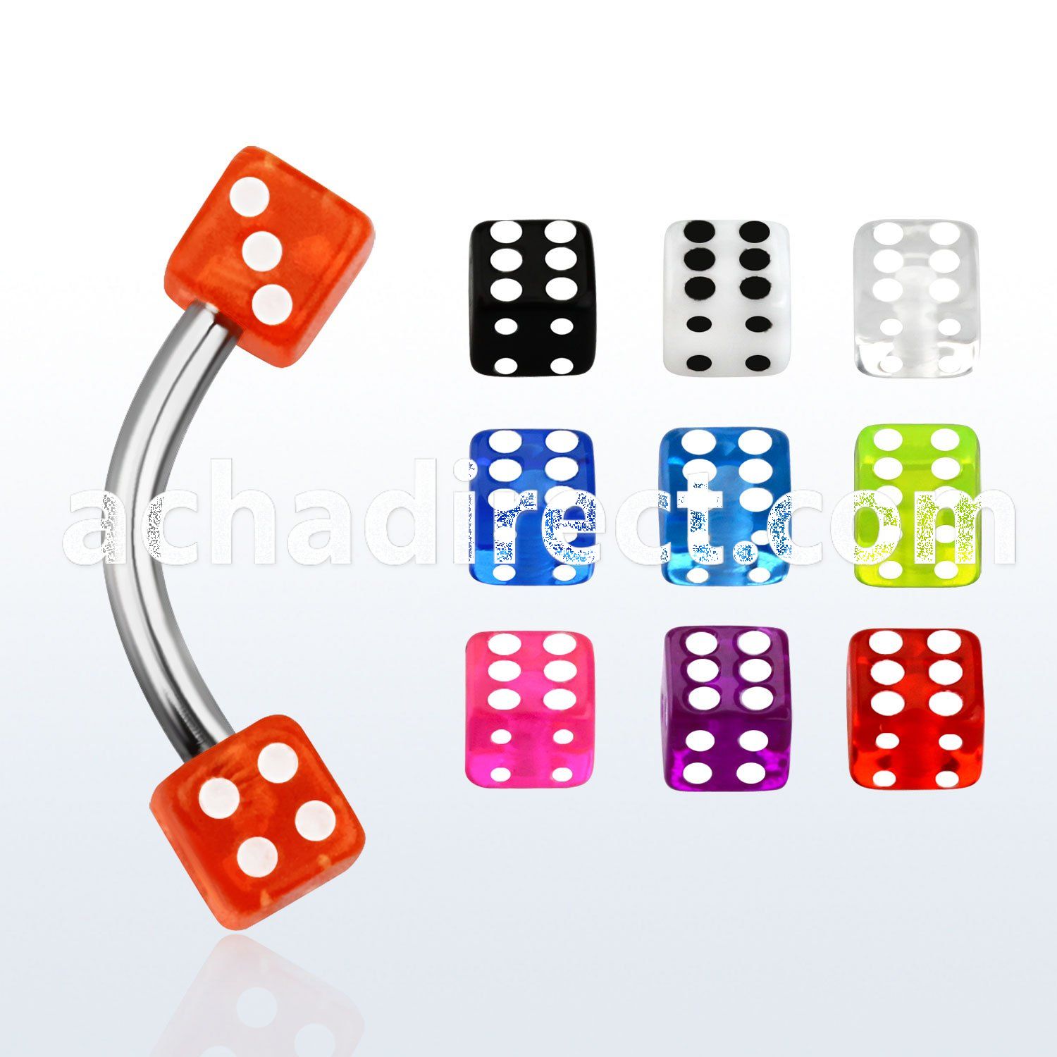 bne2di surgical steel eyebrow banana with 3mm uv dice