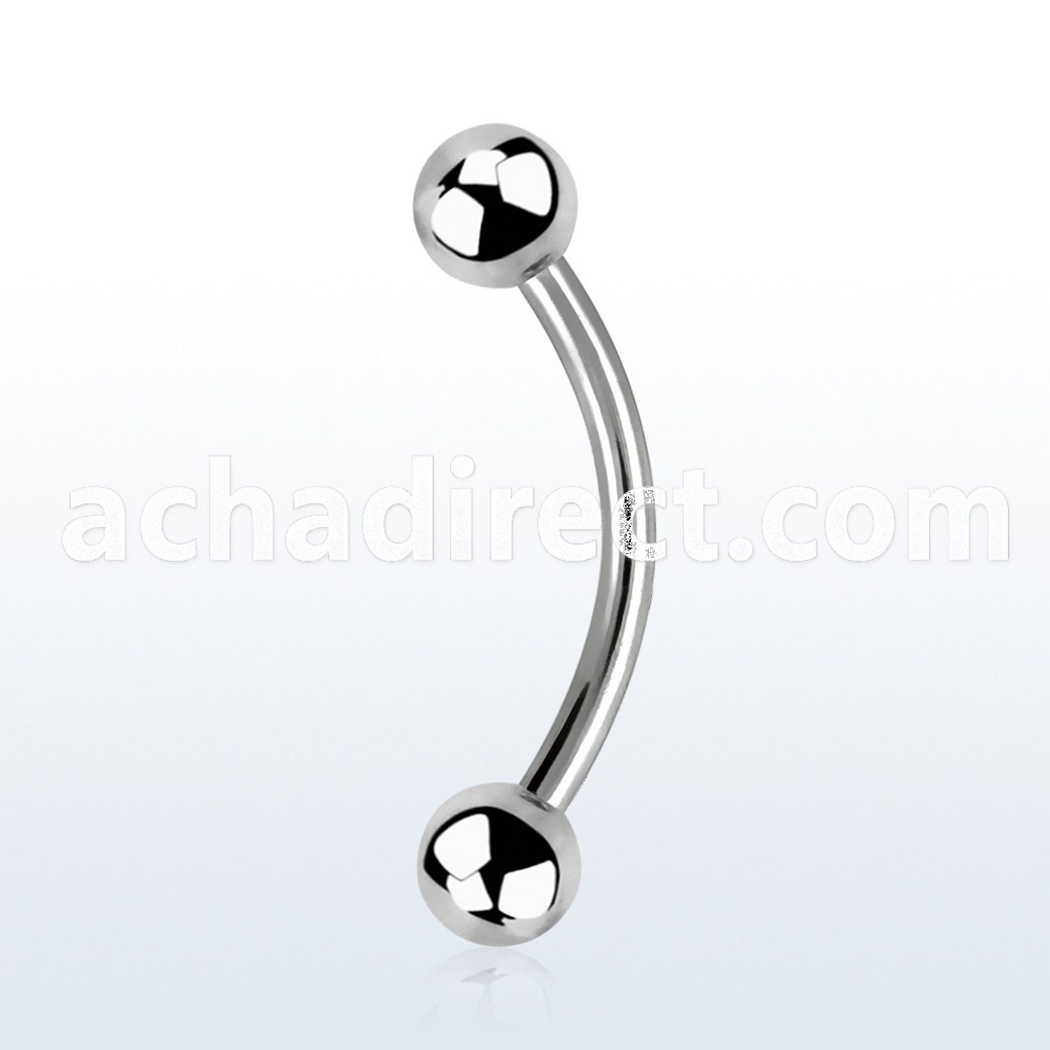 bneb4 316l steel eyebrow banana, 16g (1.2mm) w 2 4mm balls