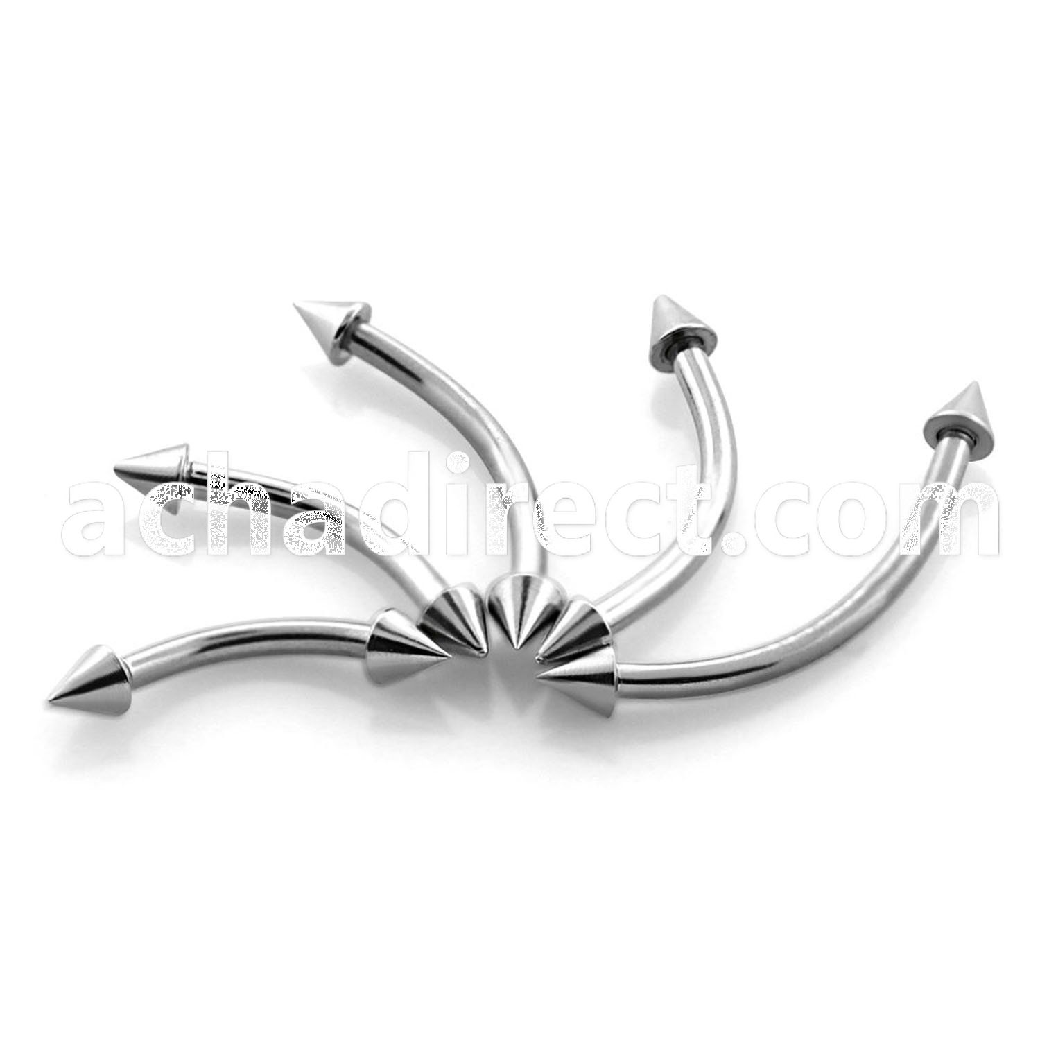 bnecn2 surgical steel eyebrow banana with two 2mm cones