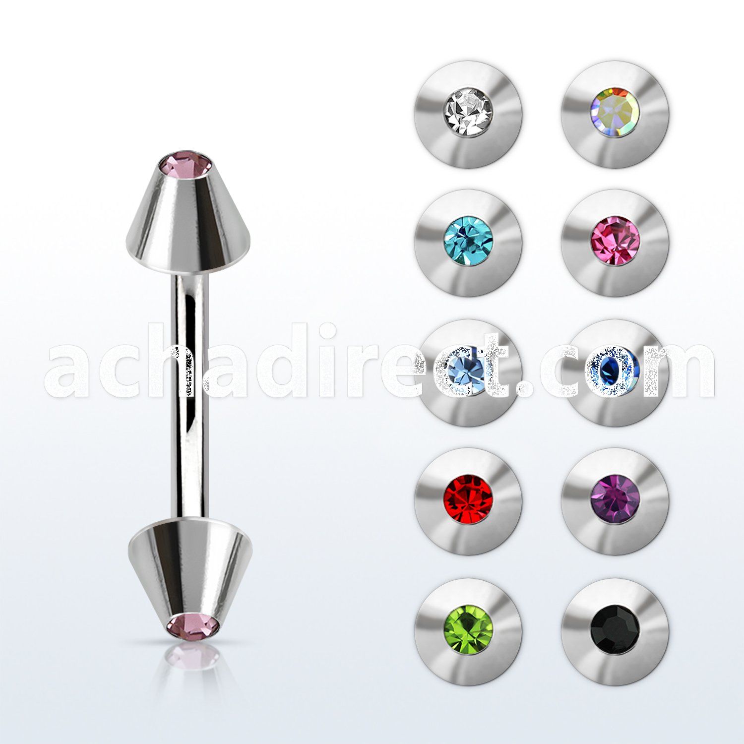 bnecnc 316l steel eyebrow banana with 4mm jewel cone