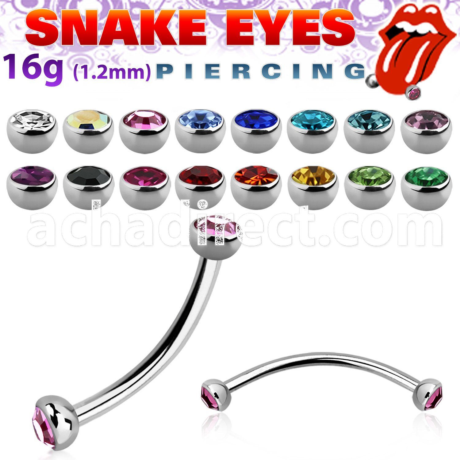 bnehjbl 316l steel snake tongue banana w 3mm bezel balls