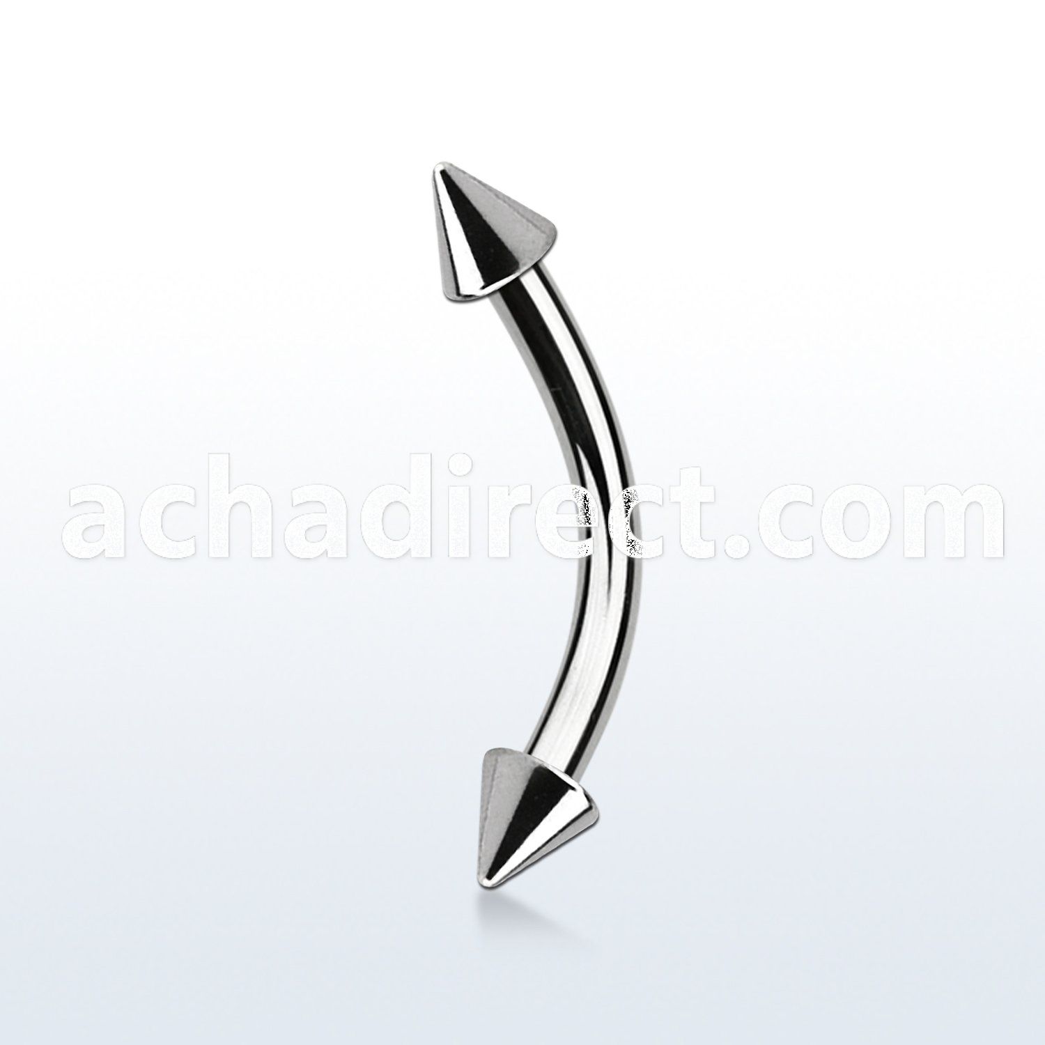 bnenx25 surgical steel eyebrow banana with two 2 5mm cones