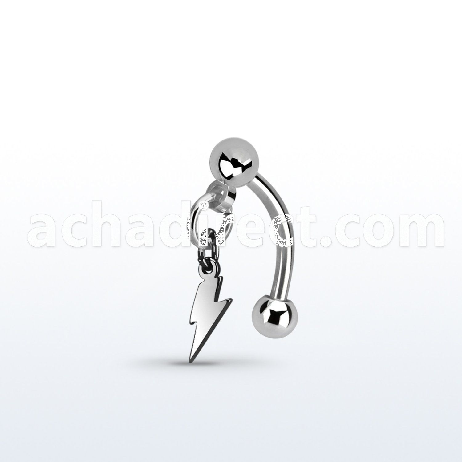 bnerlit1 316l steel eyebrow banana w dangling lightning symbol