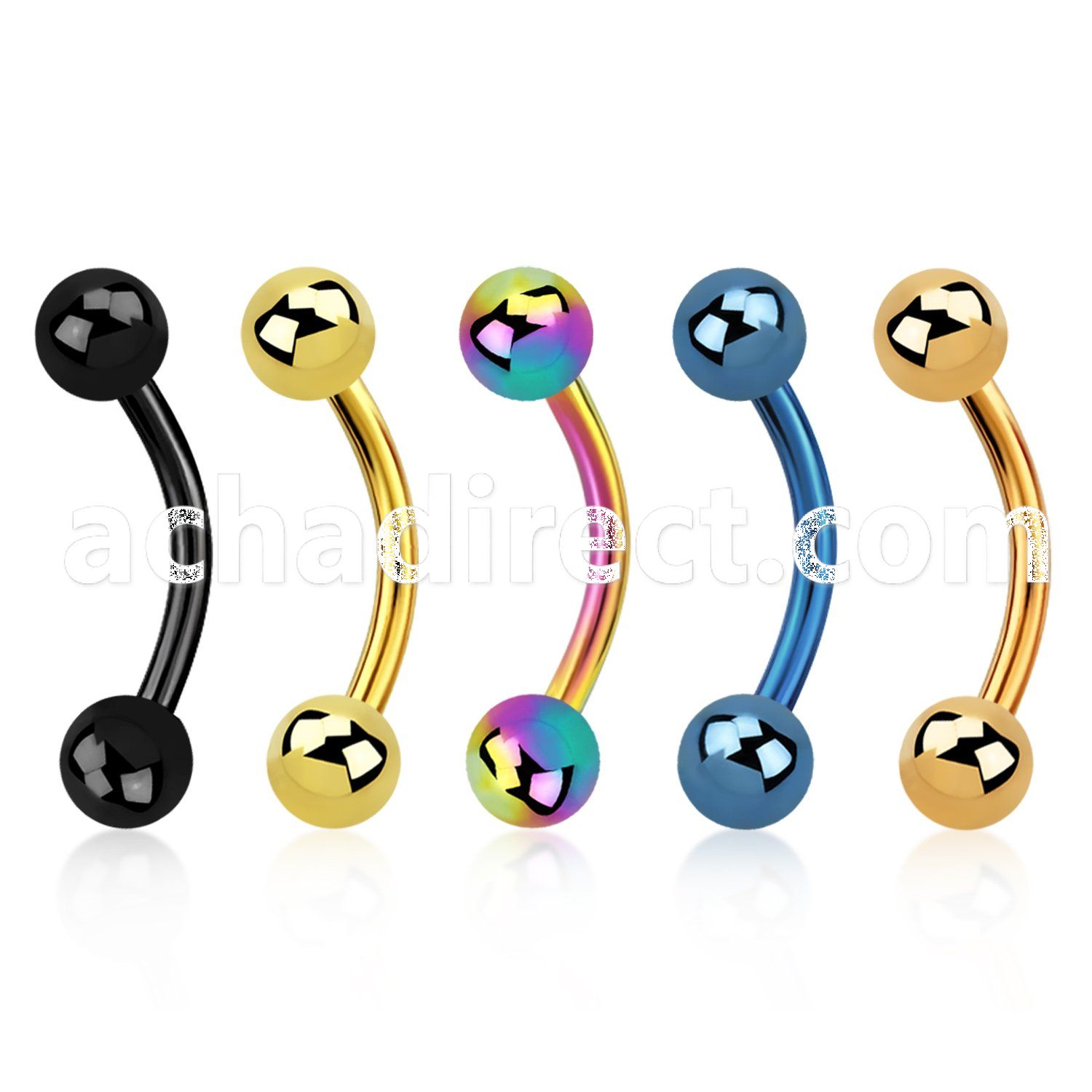 bnetb4 anodized 316l steel eyebrow banana with 4mm ball