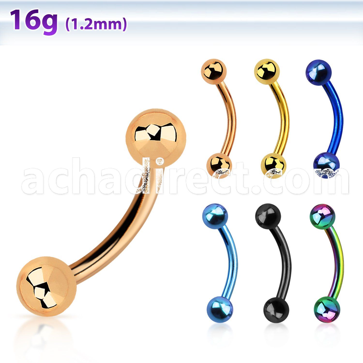 bnetb premium pvd plated 316l steel eyebrow banana w 3mm ball