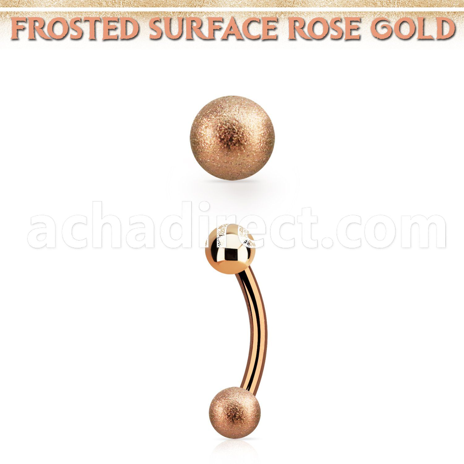 bnett1fo rose gold steel eyebrow banana w 3mm frosted steel ball