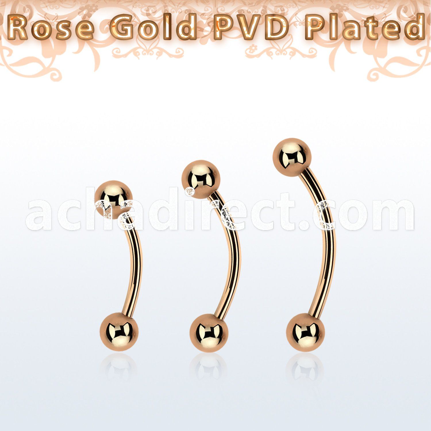 bnettb4 rose gold steel eyebrow banana w 2 4mm balls