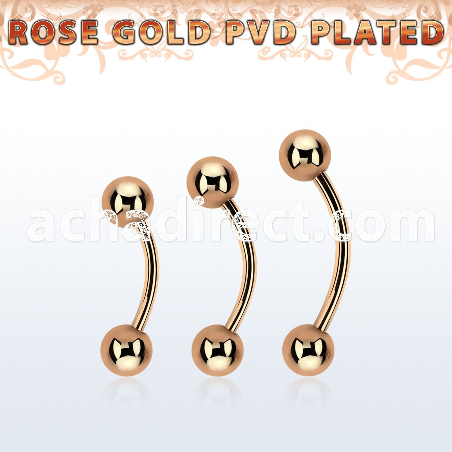 bnettb5 rose gold steel eyebrow banana w 2 5mm balls