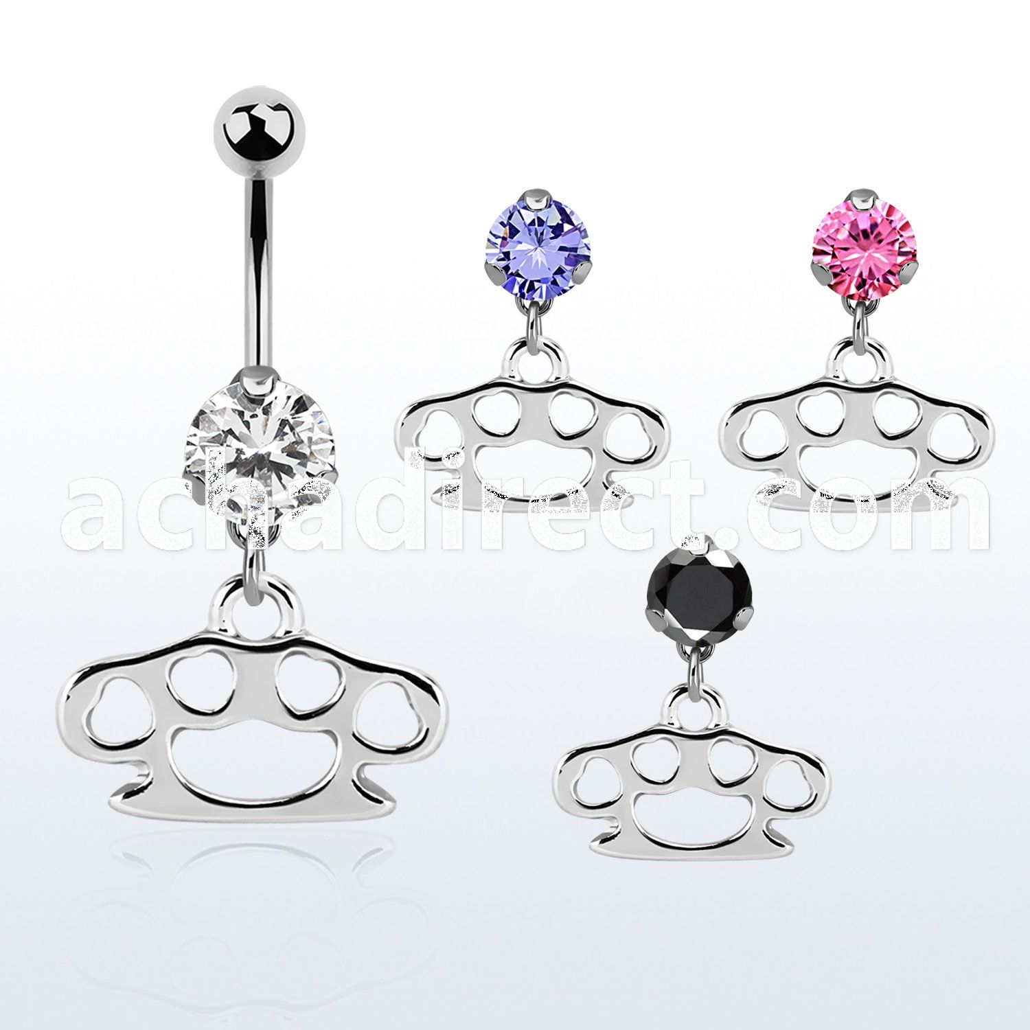 bnrz376c casted steel cz belly banana w brass knuckle design