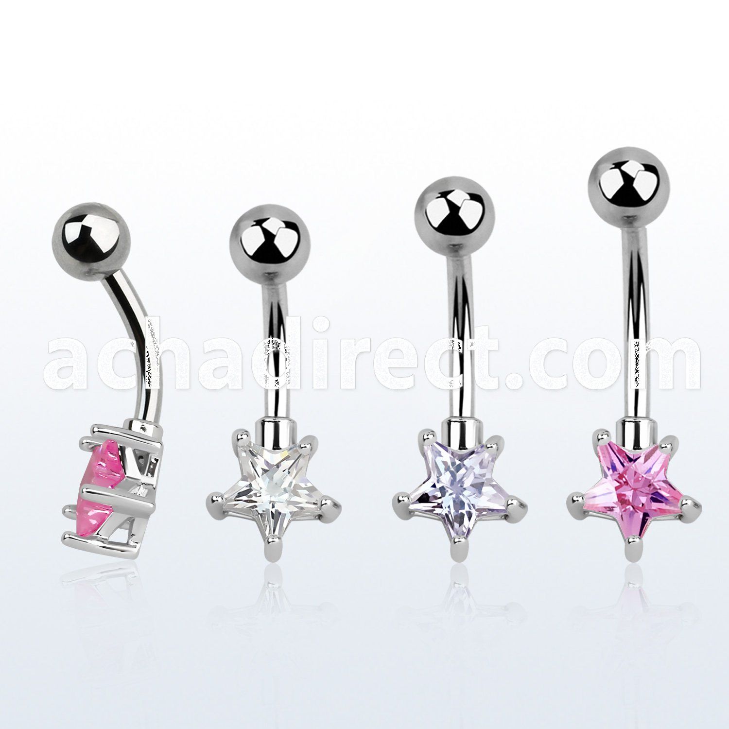 bnstz 316l steel belly banana w 8mm star prong cz ball