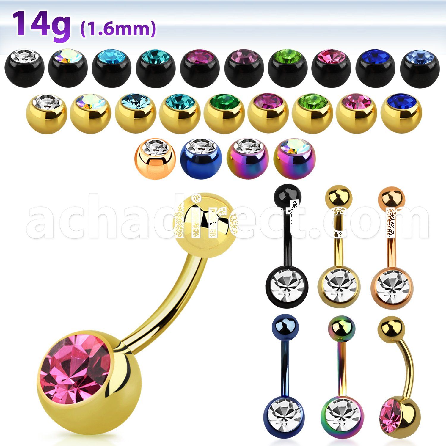 bnt1cg pvd 316l steel belly banana w 8mm jewel steel ball