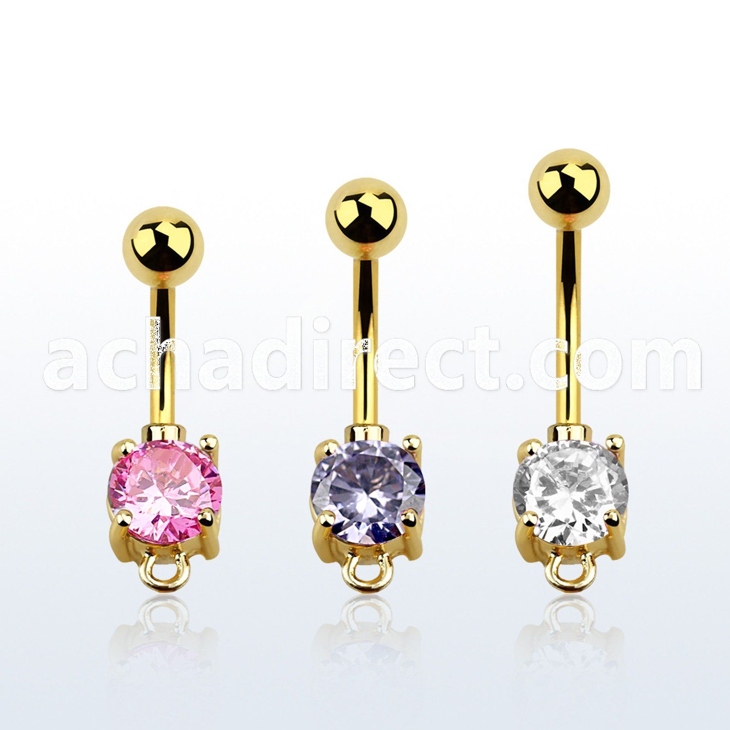 bntczh gold anodized steel belly banana w cz stone w hoop