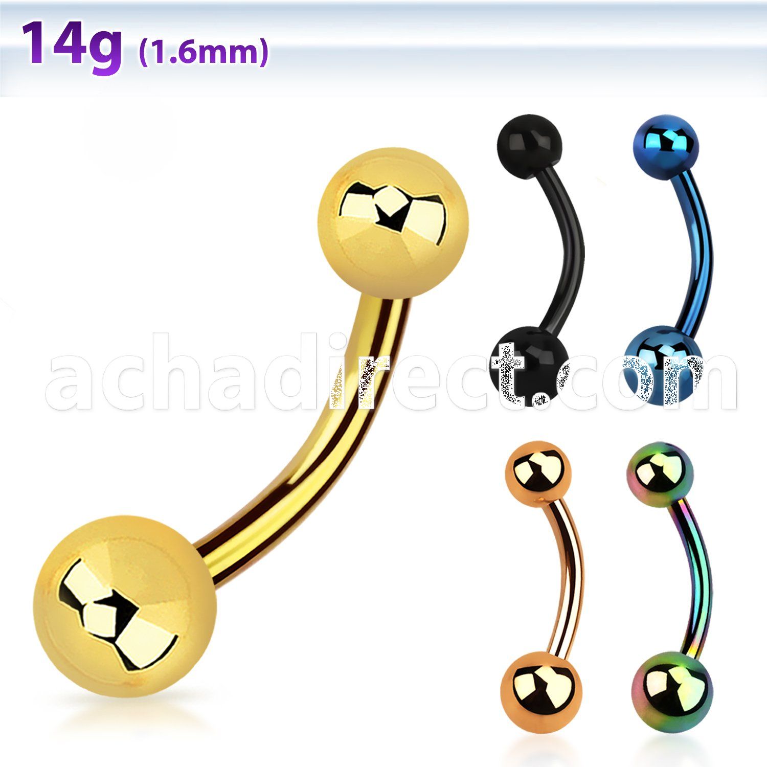 bnts anodized 316l steel belly banana with 5 6mm ball