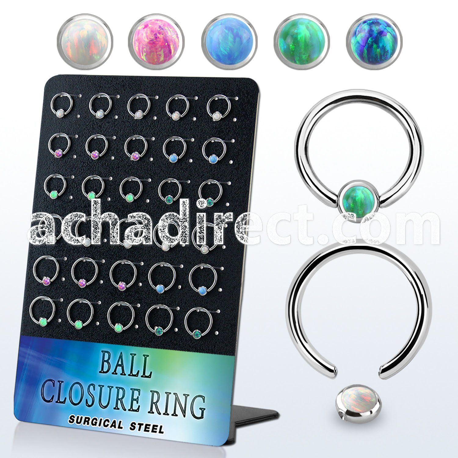 board 30 steel ball closure ring 8   10mm 4mm disk w opal