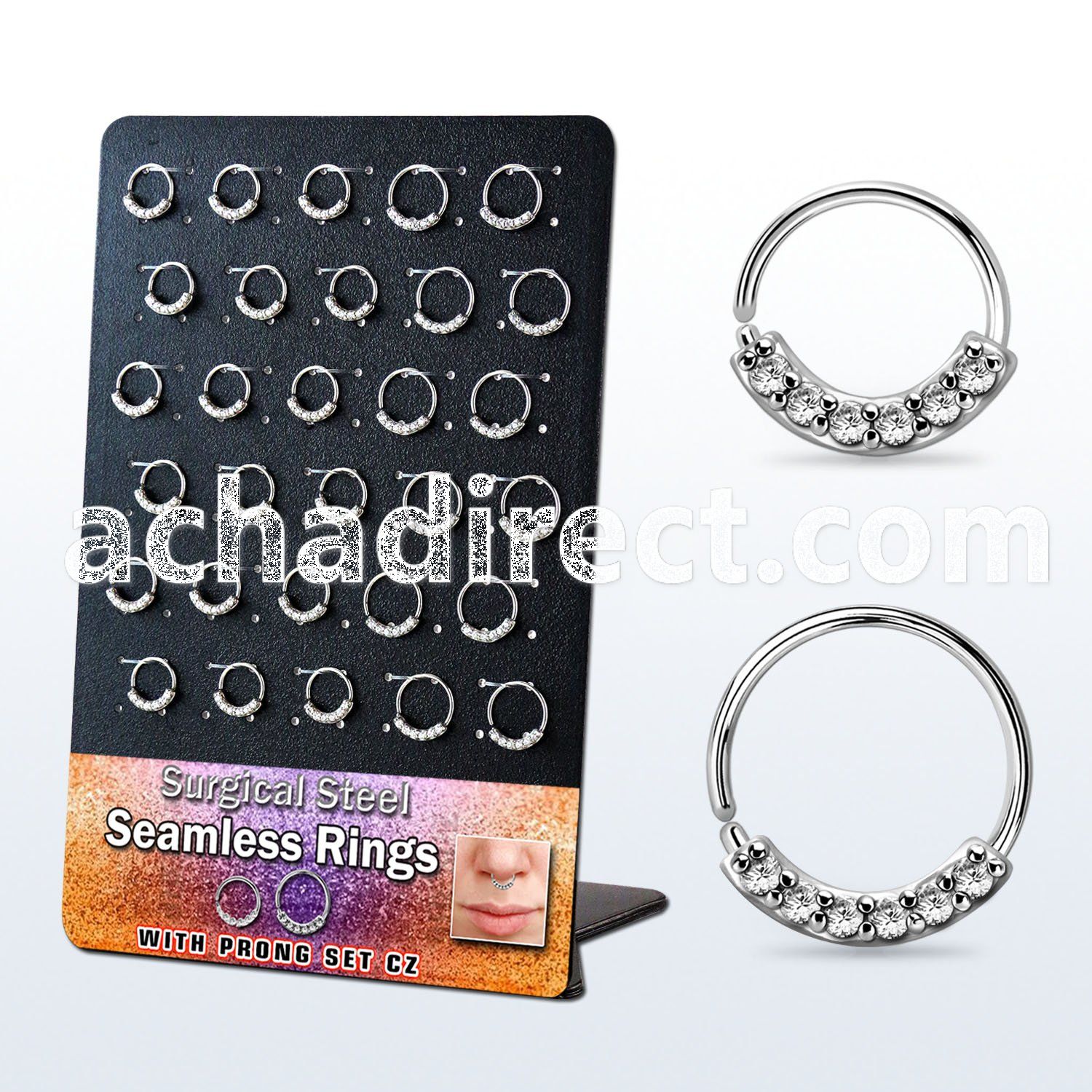 board w 30 steel seamless rings w czs on the lower part