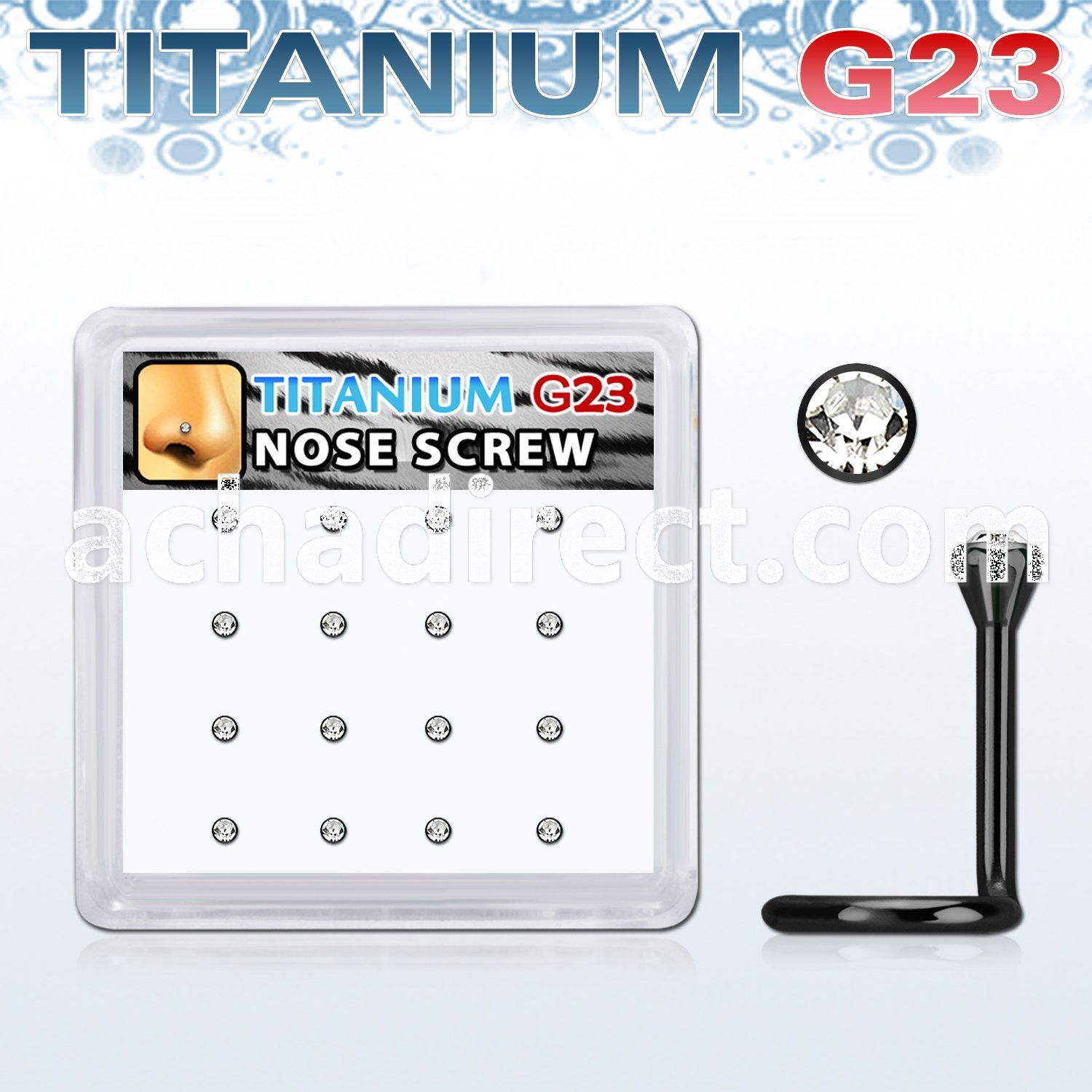 box w 16 black titanium g23 nose screws 1mm w cystals