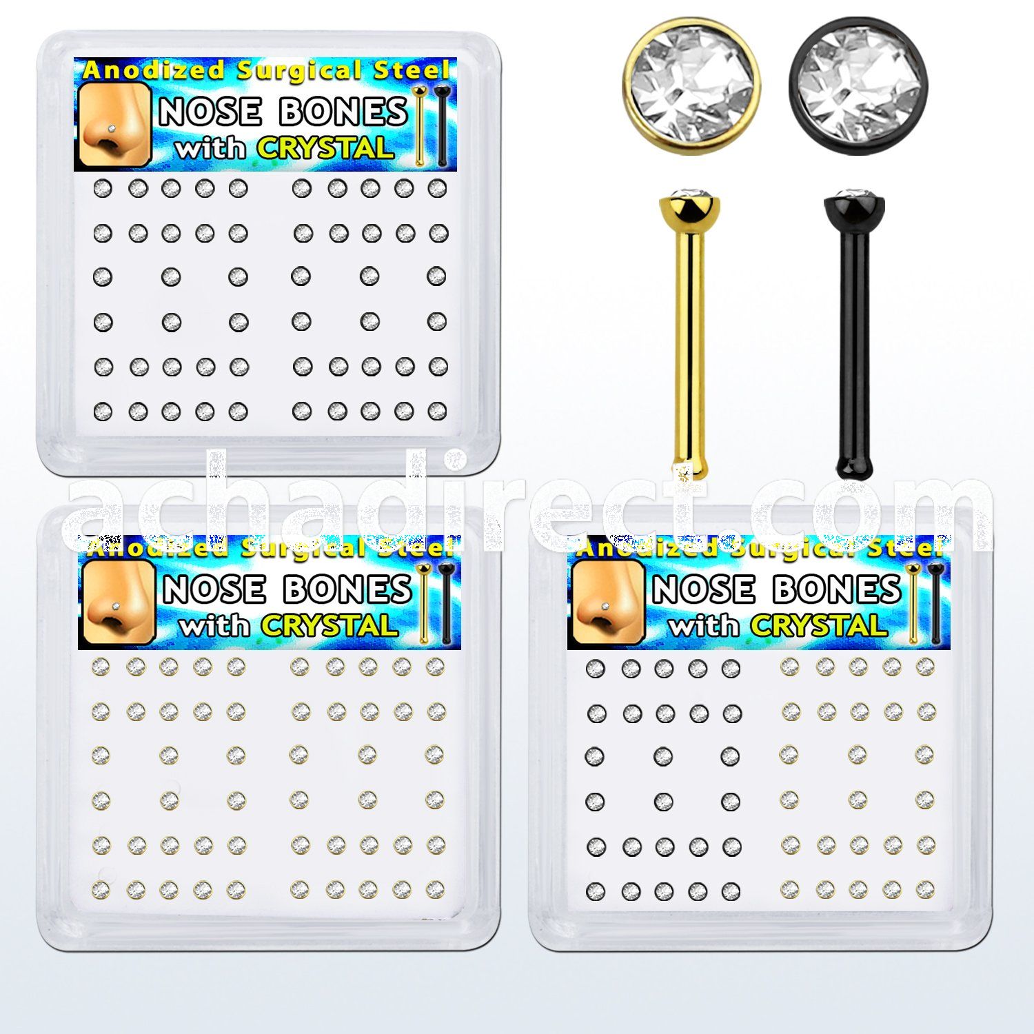 box w 52 anodized steel nose bones 1mm w 2mm crystal top