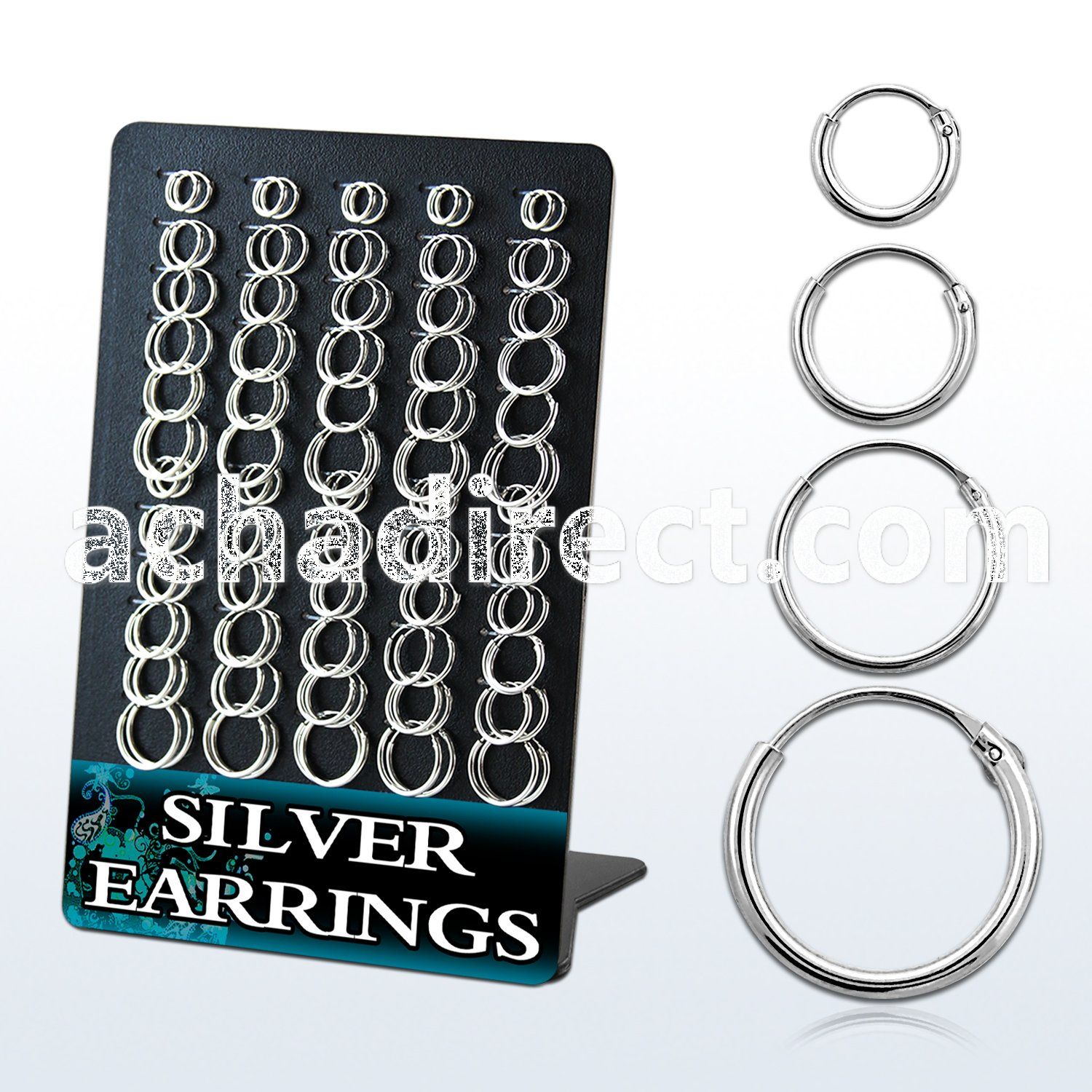 br310 board of sterling silver hollow tube ear ring hoop