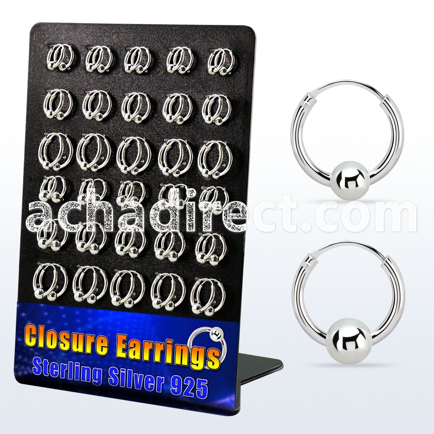 br510 board w 30 silver ball closure earrings 14g 4 5mm balls