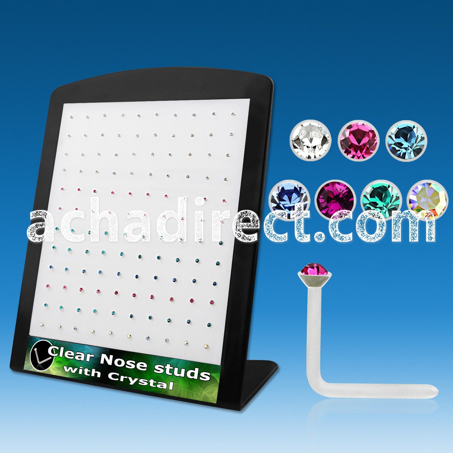 brac12 clear acrylic nose stud with round 1 5mm crystal top