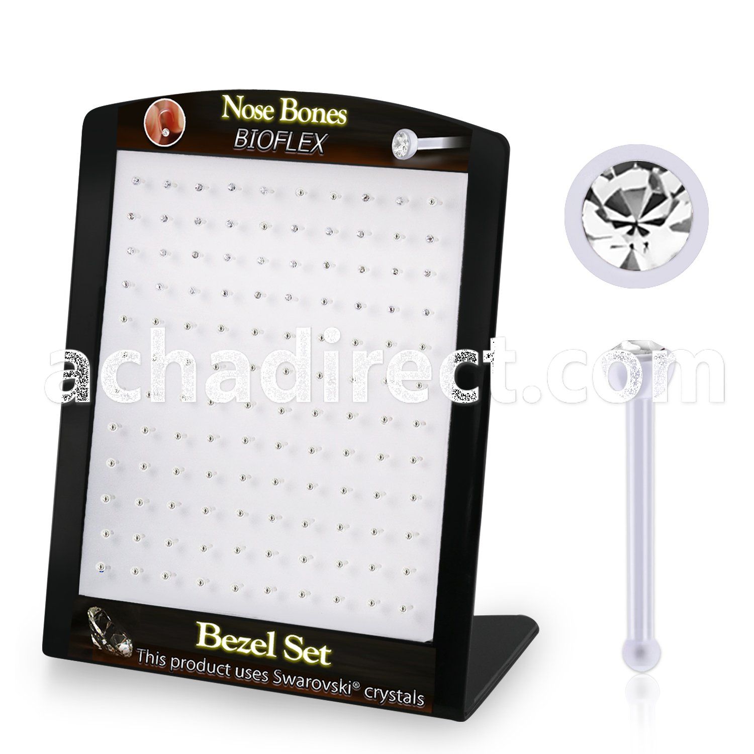 brac19 display w 120 bio  flex nose bone w 2.5mm clear crystal