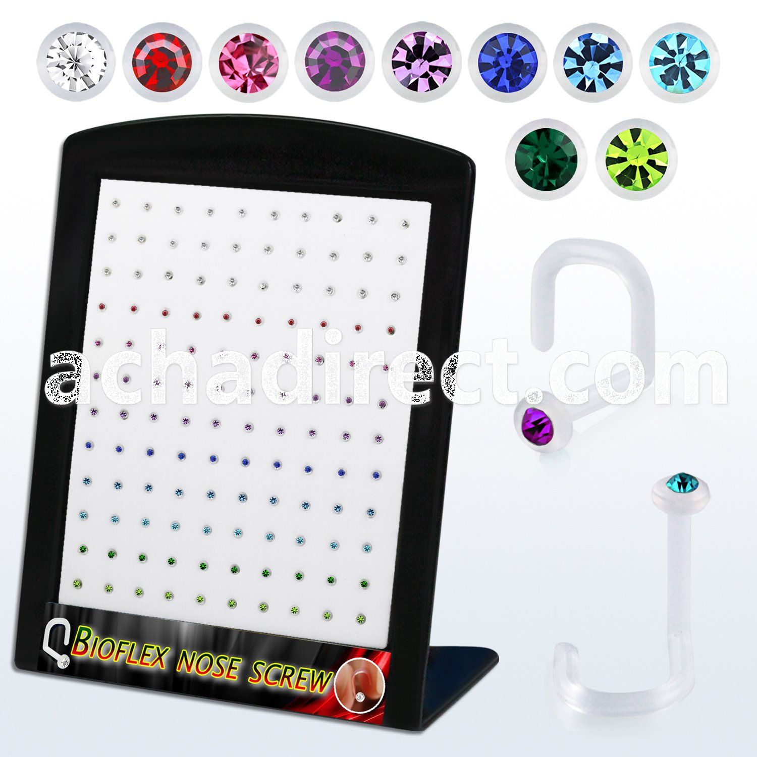 brbiswm box w 40 pcs of bio flex nose screws w 1 5mm crystals