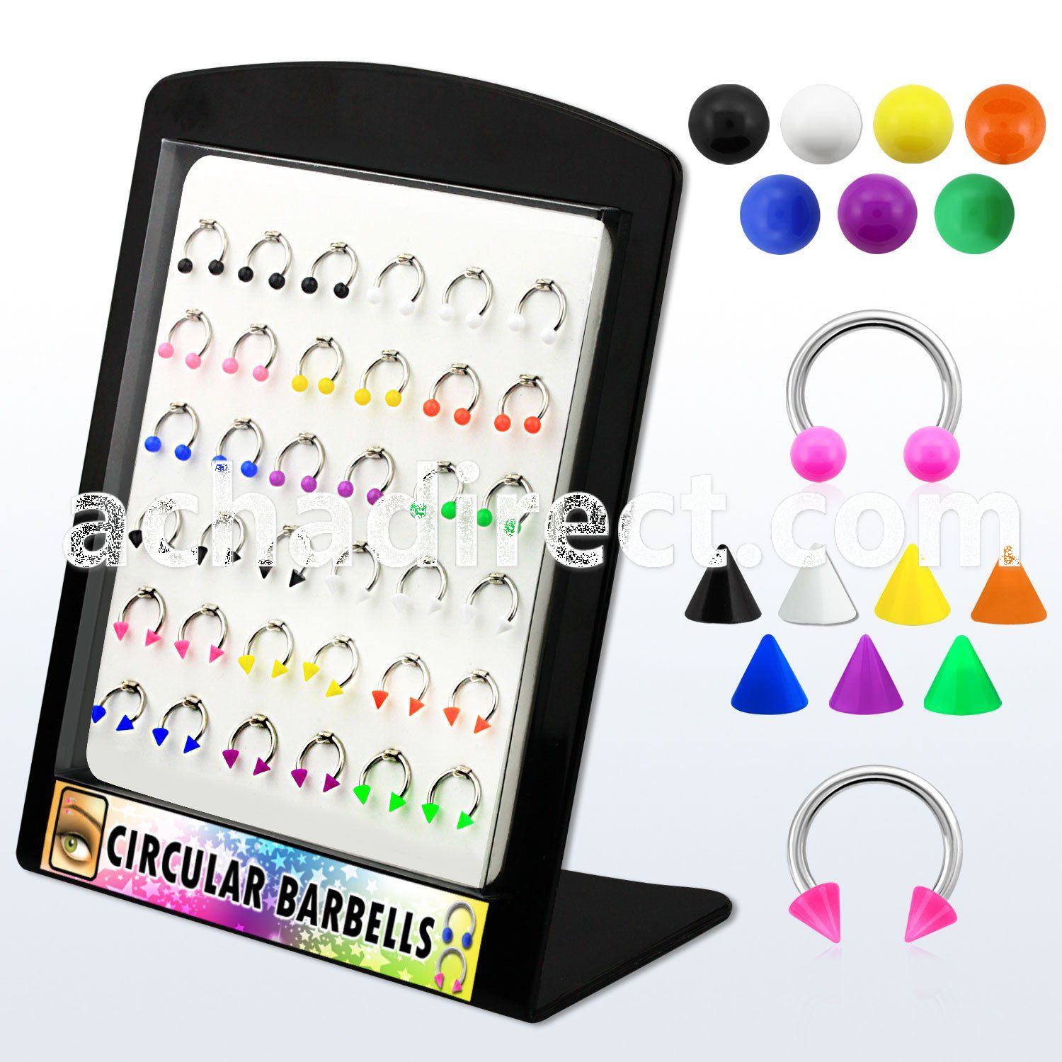 brbjmx2 316l steel circular barbell w solid color acrylic ball