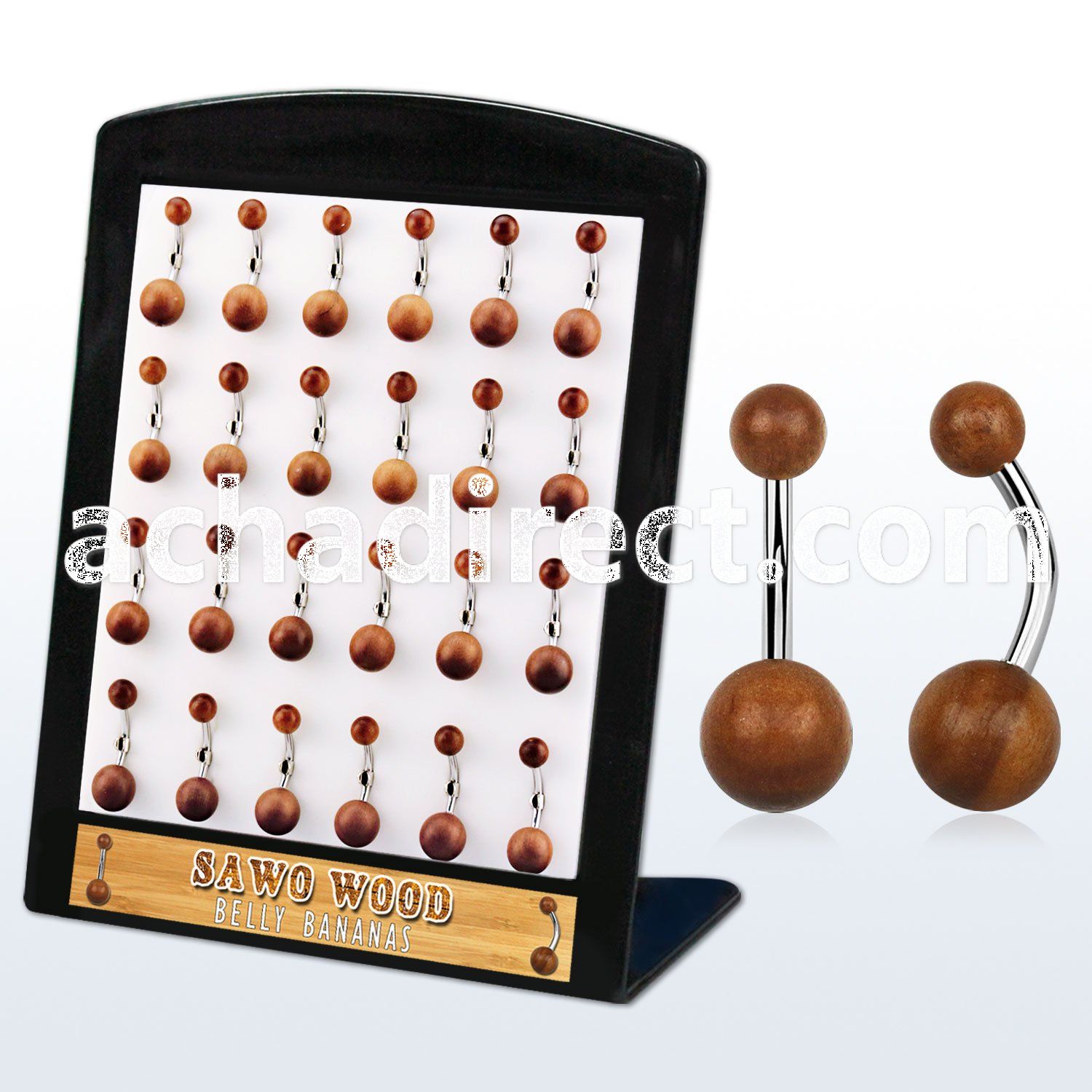 brbngsw display w 24 pcs organic belly bananas w sawo wood balls
