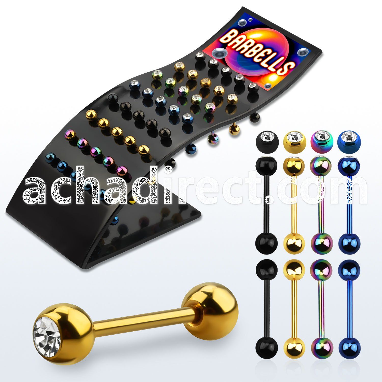 brbtc anodized 316l steel tongue barbell w jewel steel ball
