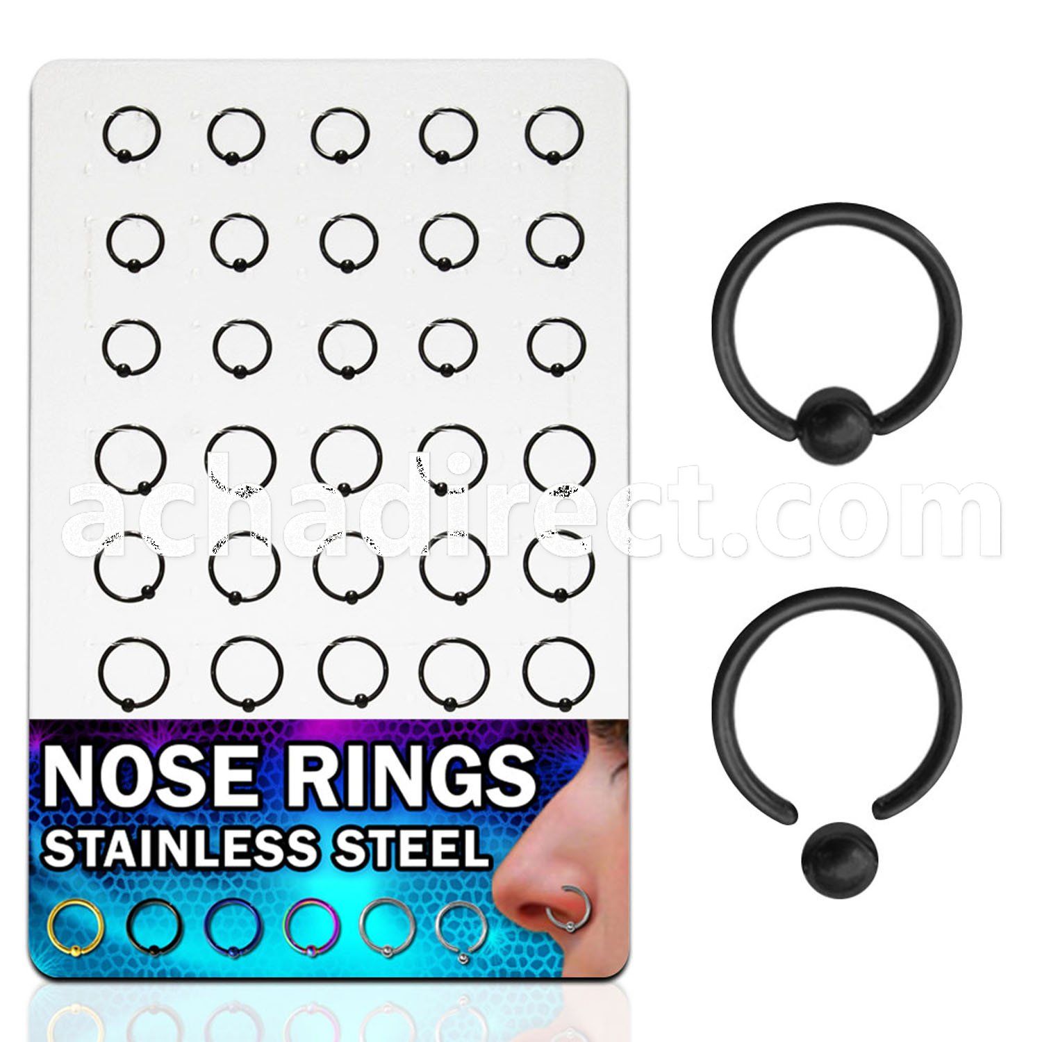 brcrt1 black anodized 316l ball closure ring w 2 5mm ball