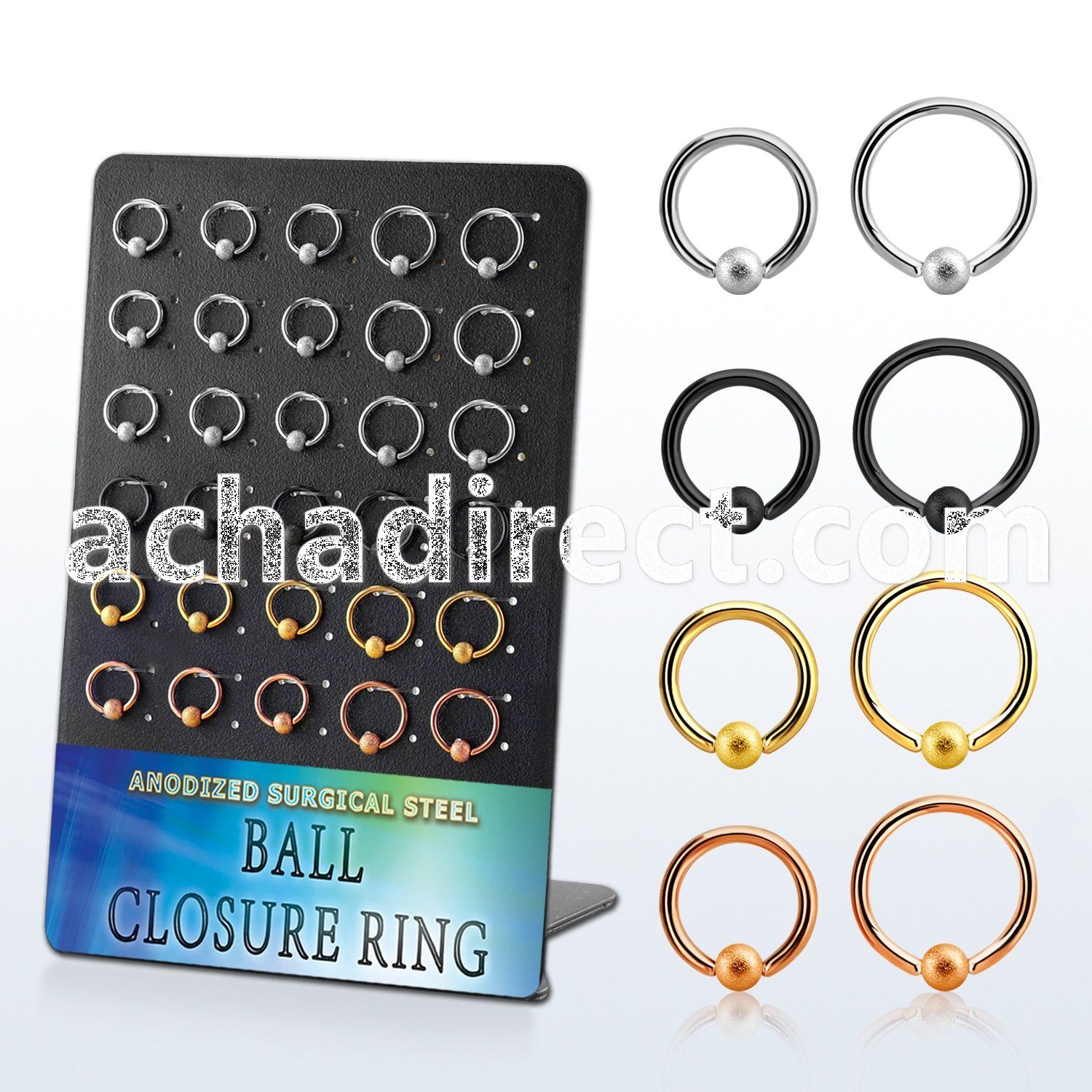 brcrt4 board w anodized steel ball closure rings 16g w 4mm ball