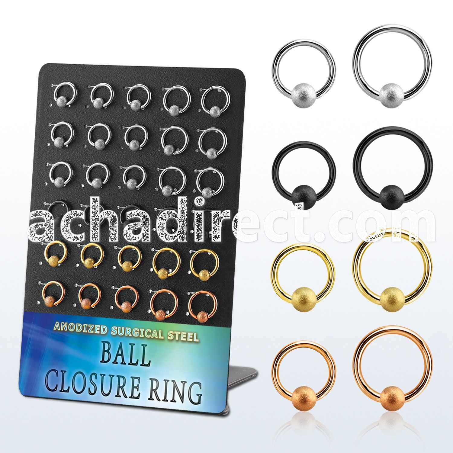 brcrt5b board w anodized steel ball closure rings 14g w 5mm ball