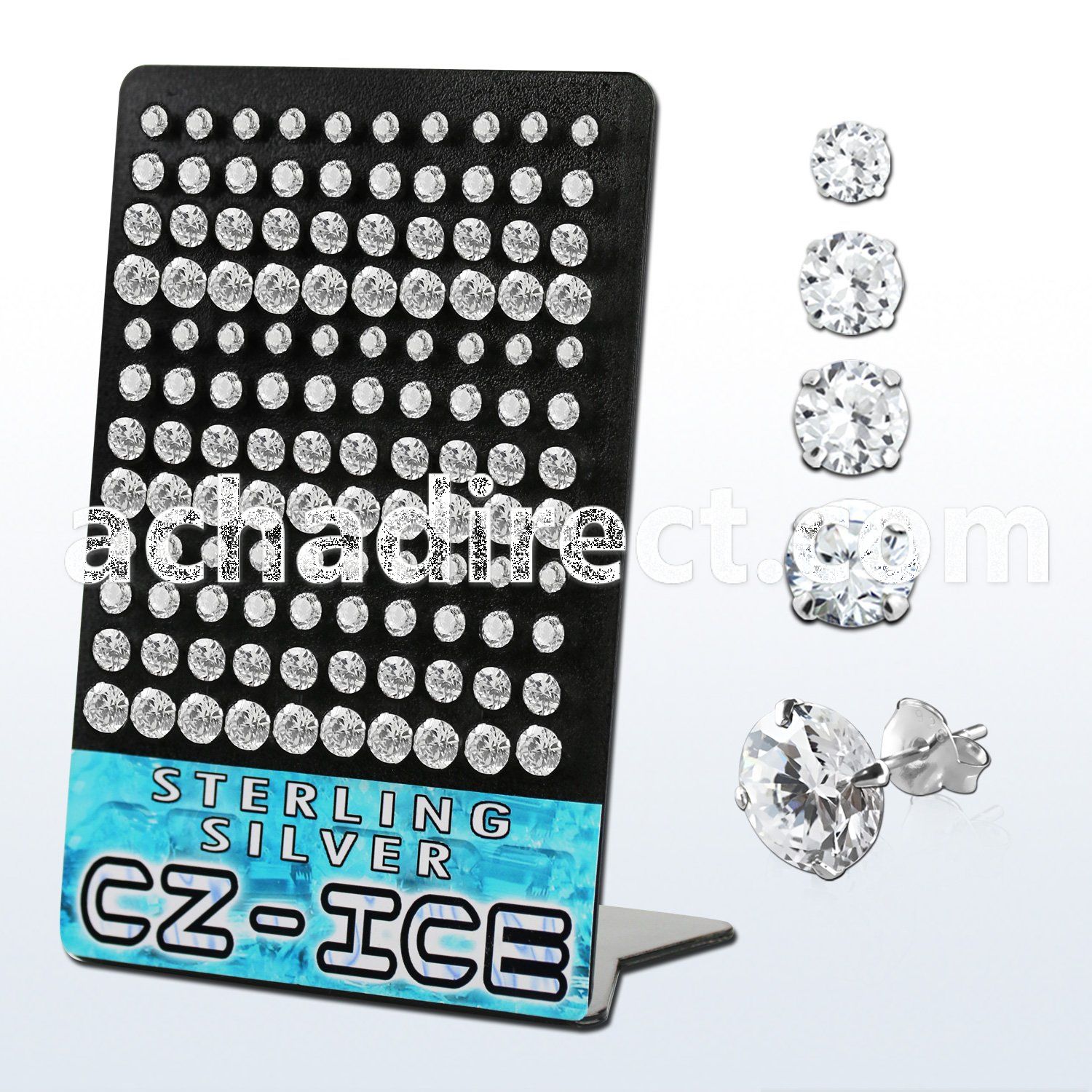 brczg silver ear stud with 5 8mm prong set round cz stone