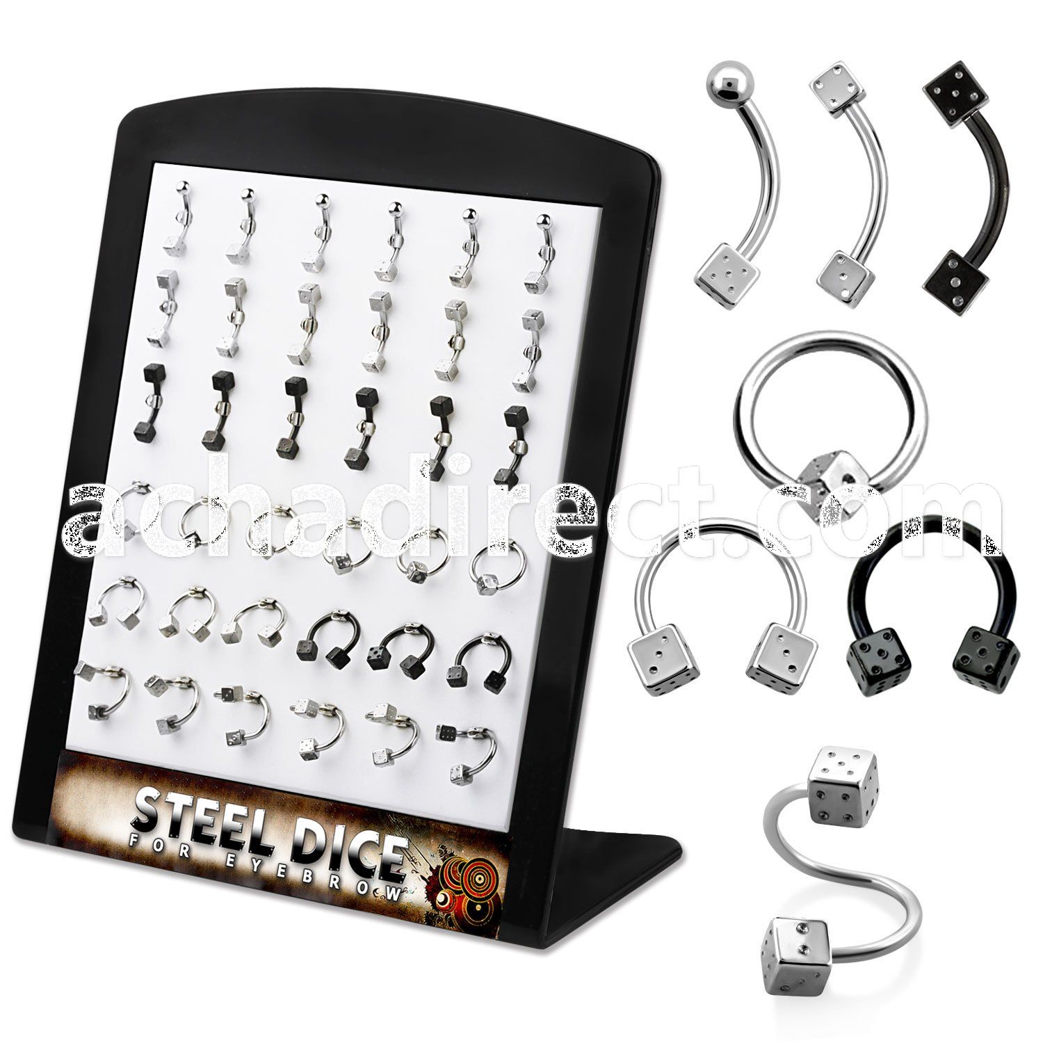 bresdi anodized 316l steel eyebrow jewelry with 3mm dice