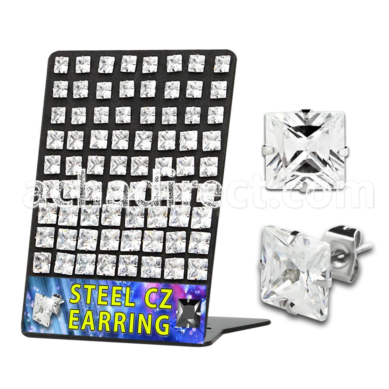 bresqz 36 pcs stainless steel earring stud with clear prong cz